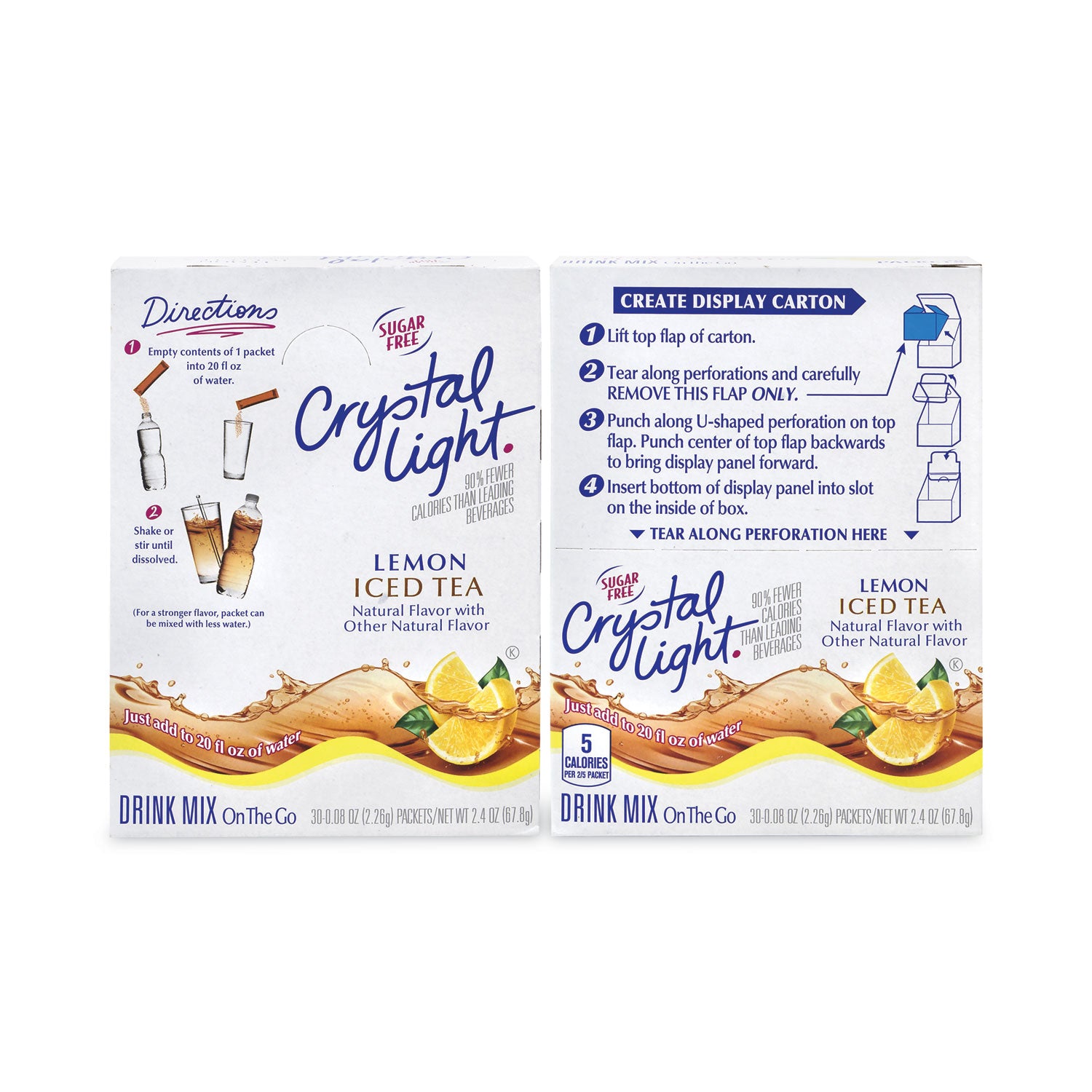 Crystal Light® On-The-Go Sugar-Free Drink Mix, Iced Tea, 0.08 oz Single-Serving Tubes, 30/Box, 2 Boxes/Carton