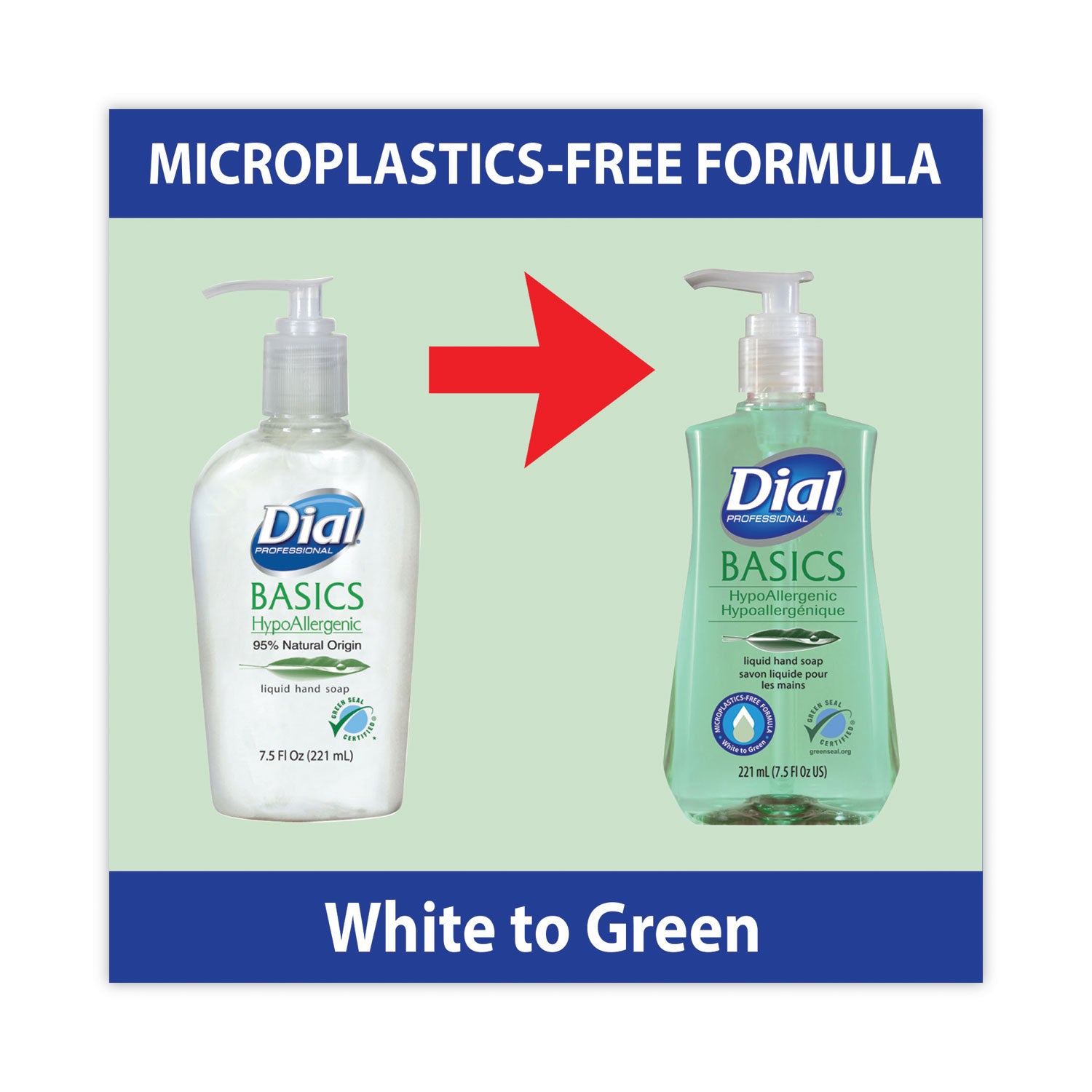 Dial® Professional Basics MP Free Liquid Hand Soap, Unscented, 7.5 oz, 12/Carton