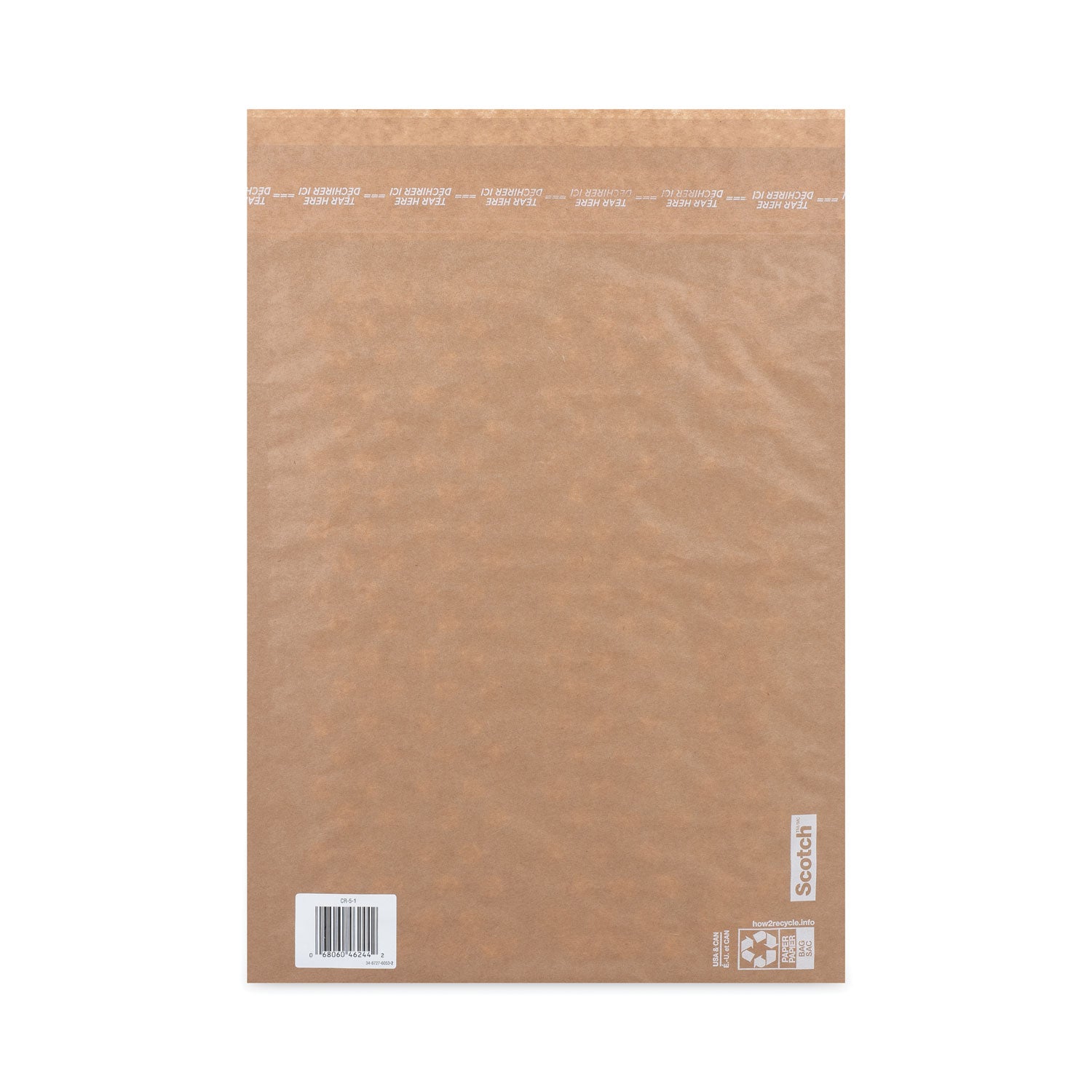 Scotch™ Curbside Recyclable Padded Mailer, #5, Bubble Cushion, Self-Adhesive Closure, 12 x 17.25, Natural Kraft, 100/Carton