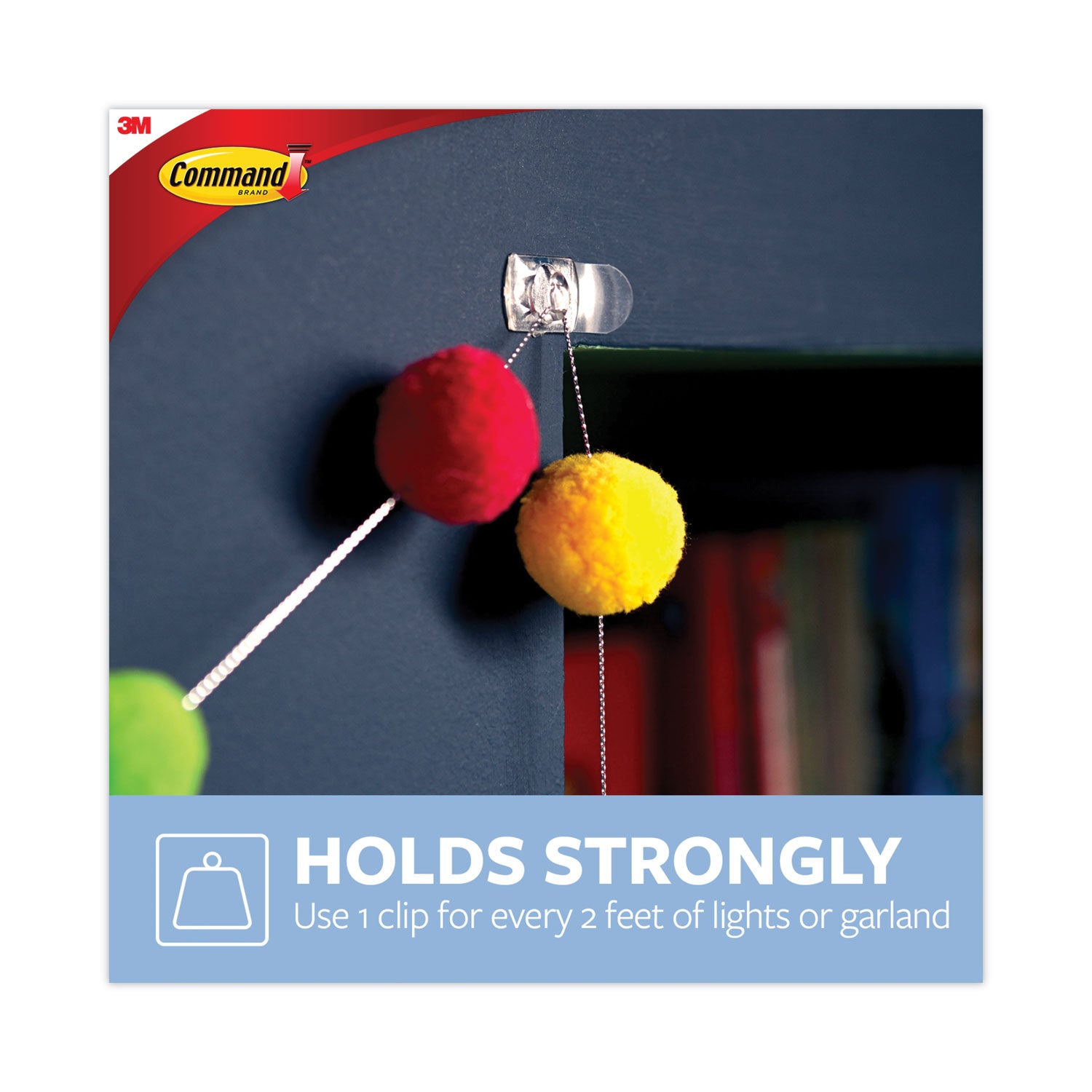 Command™ Clear Hooks and Strips, Decorating Clips, Plastic, 0.1 lb Capacity, 20 Clips and 24 Strips/Pack
