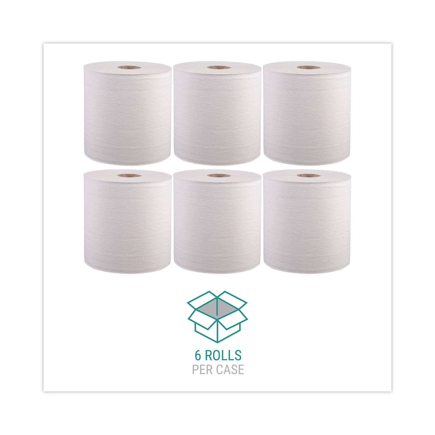 Windsoft® Hardwound Roll Towels, 1-Ply, 8" x 800 ft, White, 6 Rolls/Carton