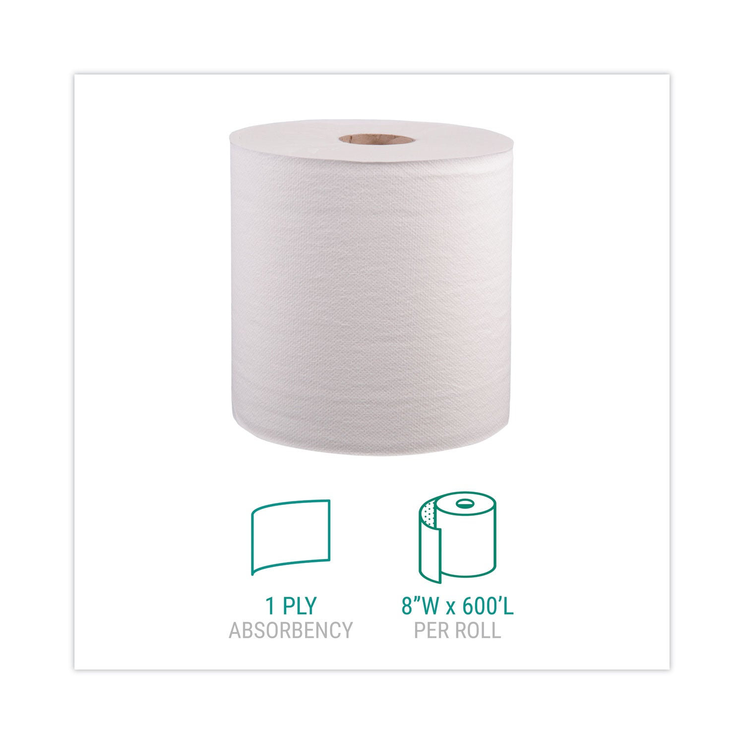 Windsoft® Hardwound Roll Towels, 1-Ply, 8" x 800 ft, White, 6 Rolls/Carton