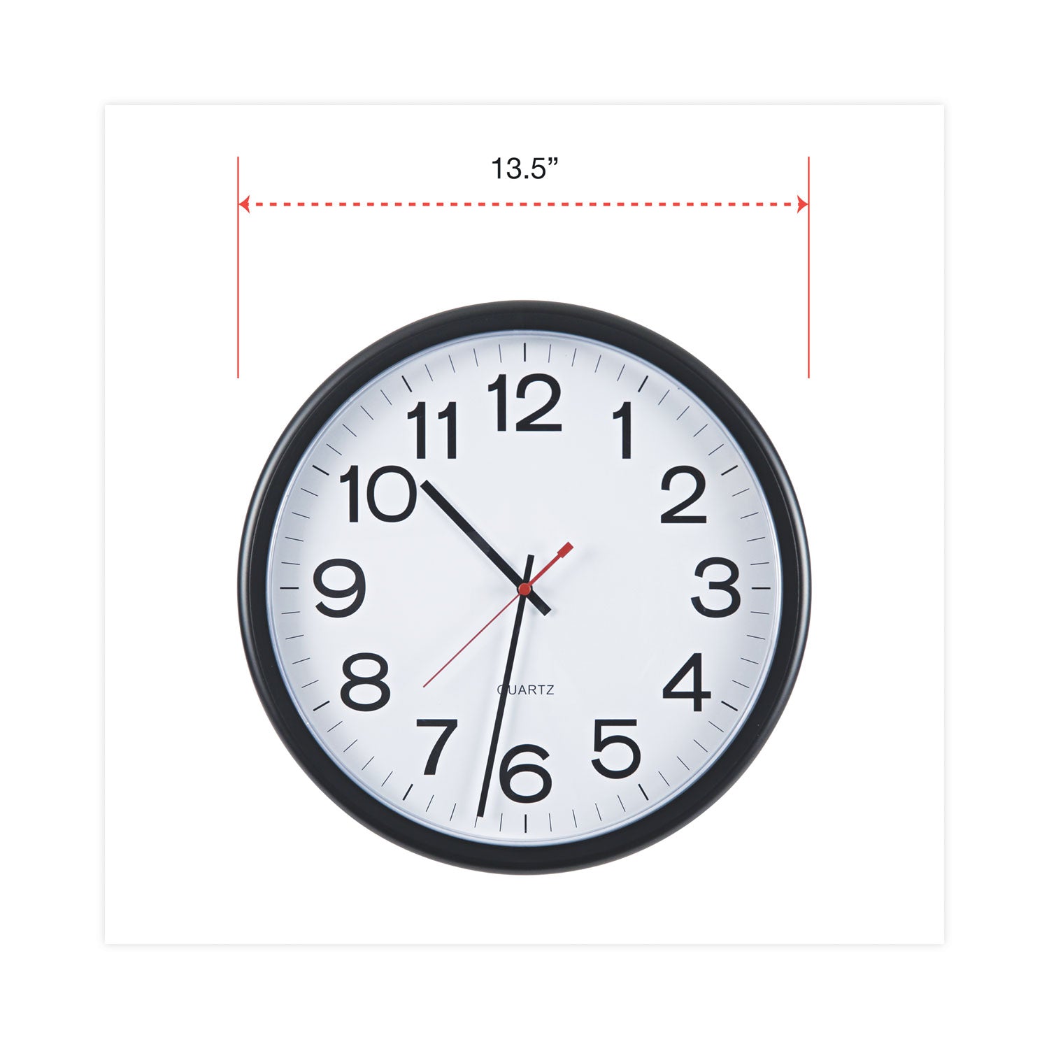 Universal® Indoor/outdoor Round Wall Clock, 13.5" Overall Diameter, Black Case, 1 Aa (sold Separately)