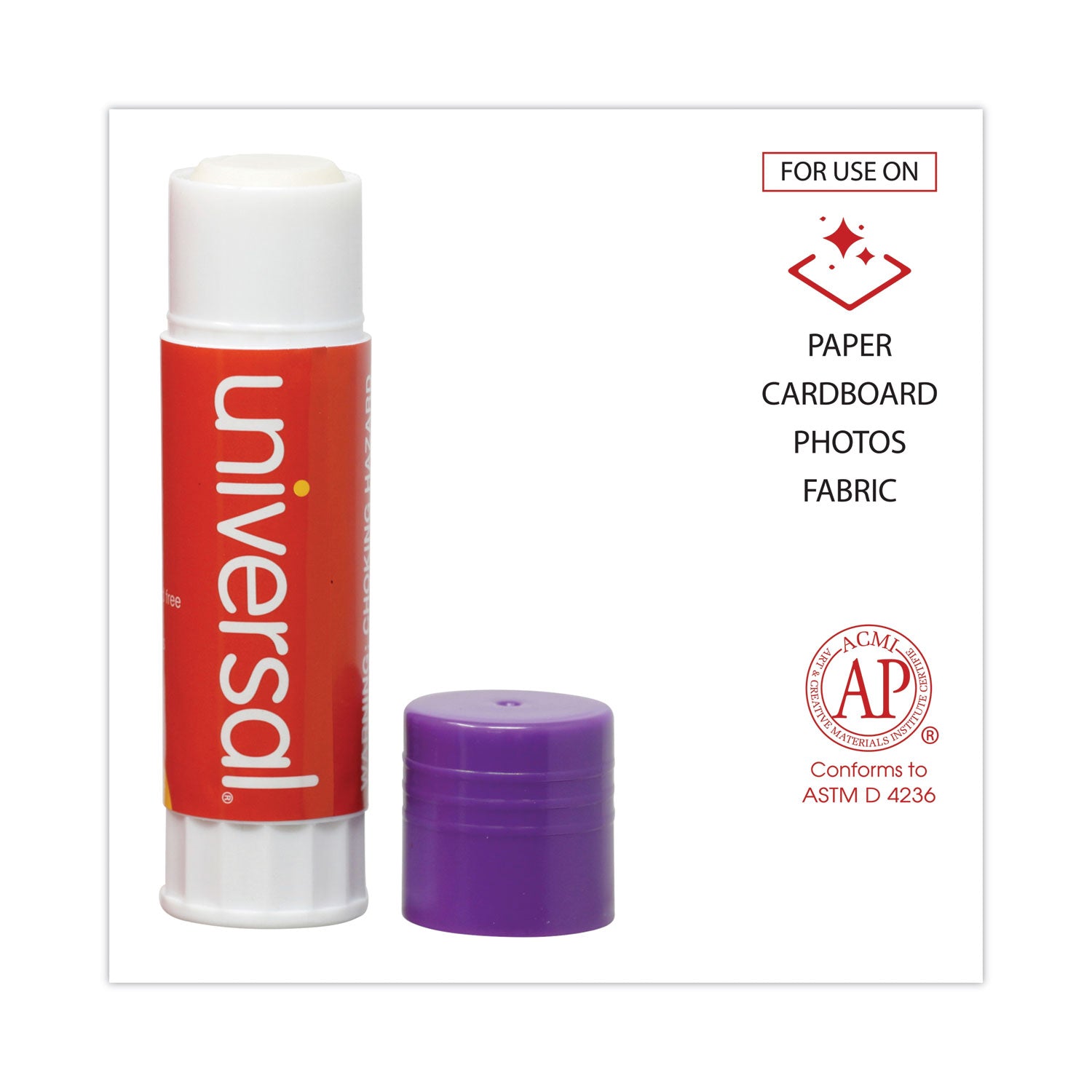 Universal® Glue Stick, 1.3 Oz, Applies Purple, Dries Clear, 12/pack