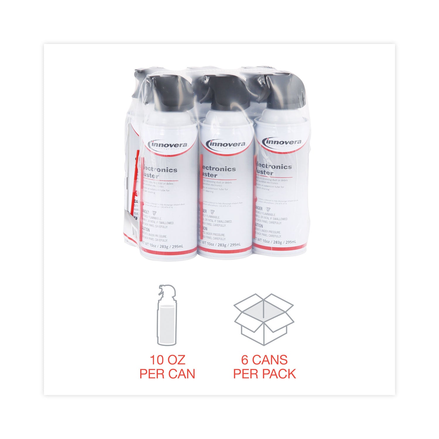 Innovera® Compressed Air Duster Cleaner, 10 Oz Can, 6/pack