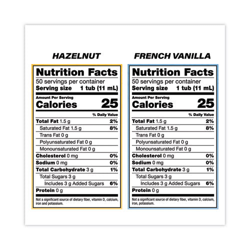 Coffee mate® Liquid Coffee Creamer, French Vanilla/Hazelnut/Italian Sweet Cream/Original, 0.38 oz Mini Cups, 200/Carton