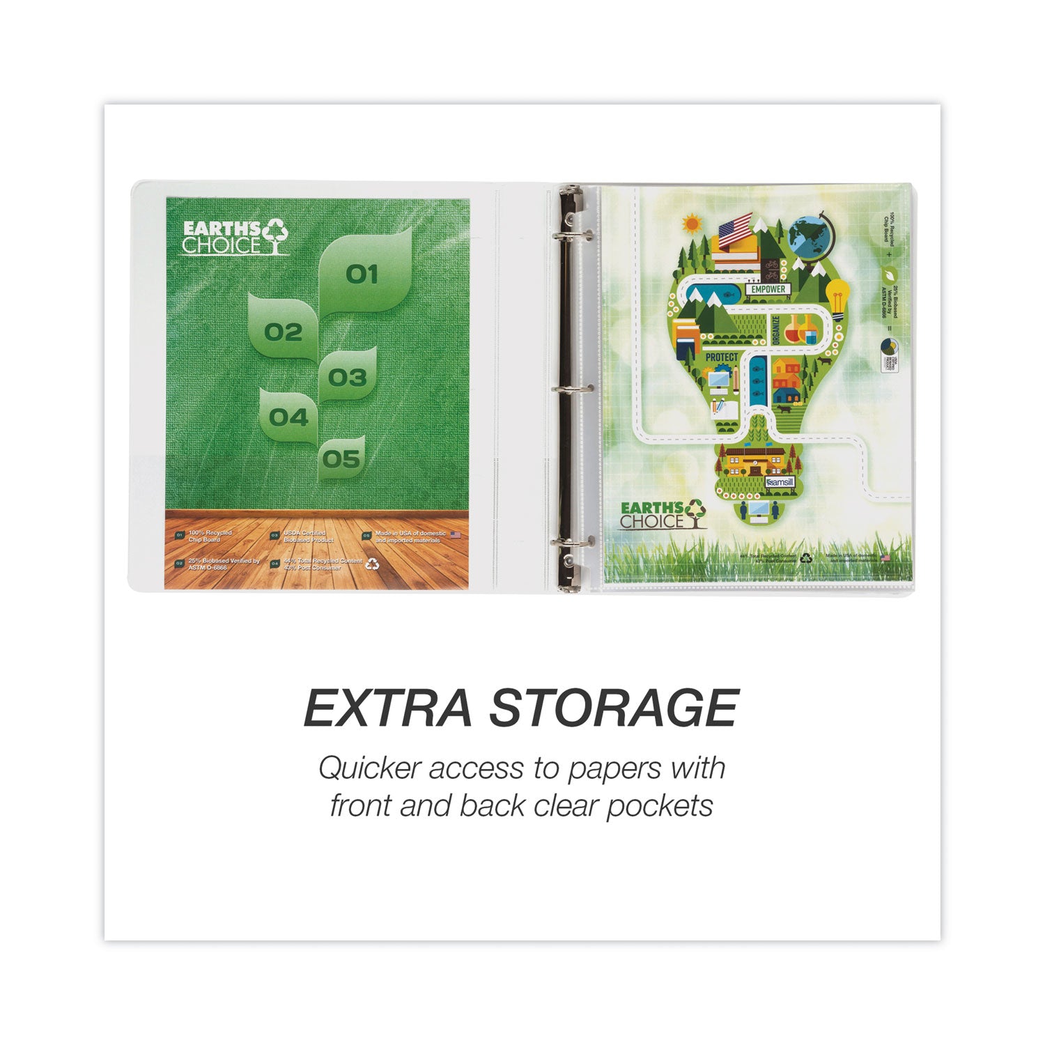 Samsill® Earth's Choice Plant-Based Round Ring View Binder, 3 Rings, 1" Capacity, 11 x 8.5, White