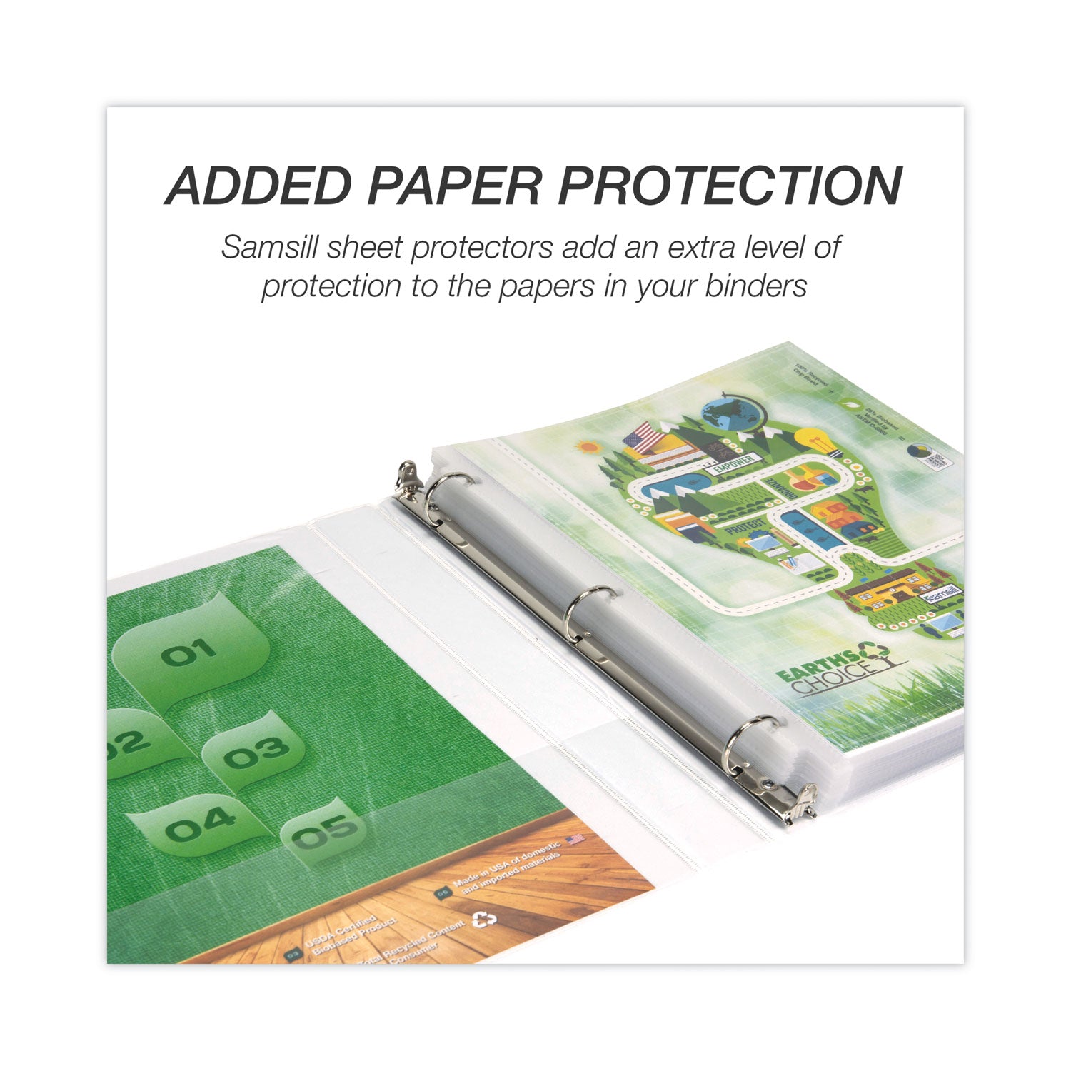 Samsill® Earth's Choice Plant-Based Round Ring View Binder, 3 Rings, 1" Capacity, 11 x 8.5, White