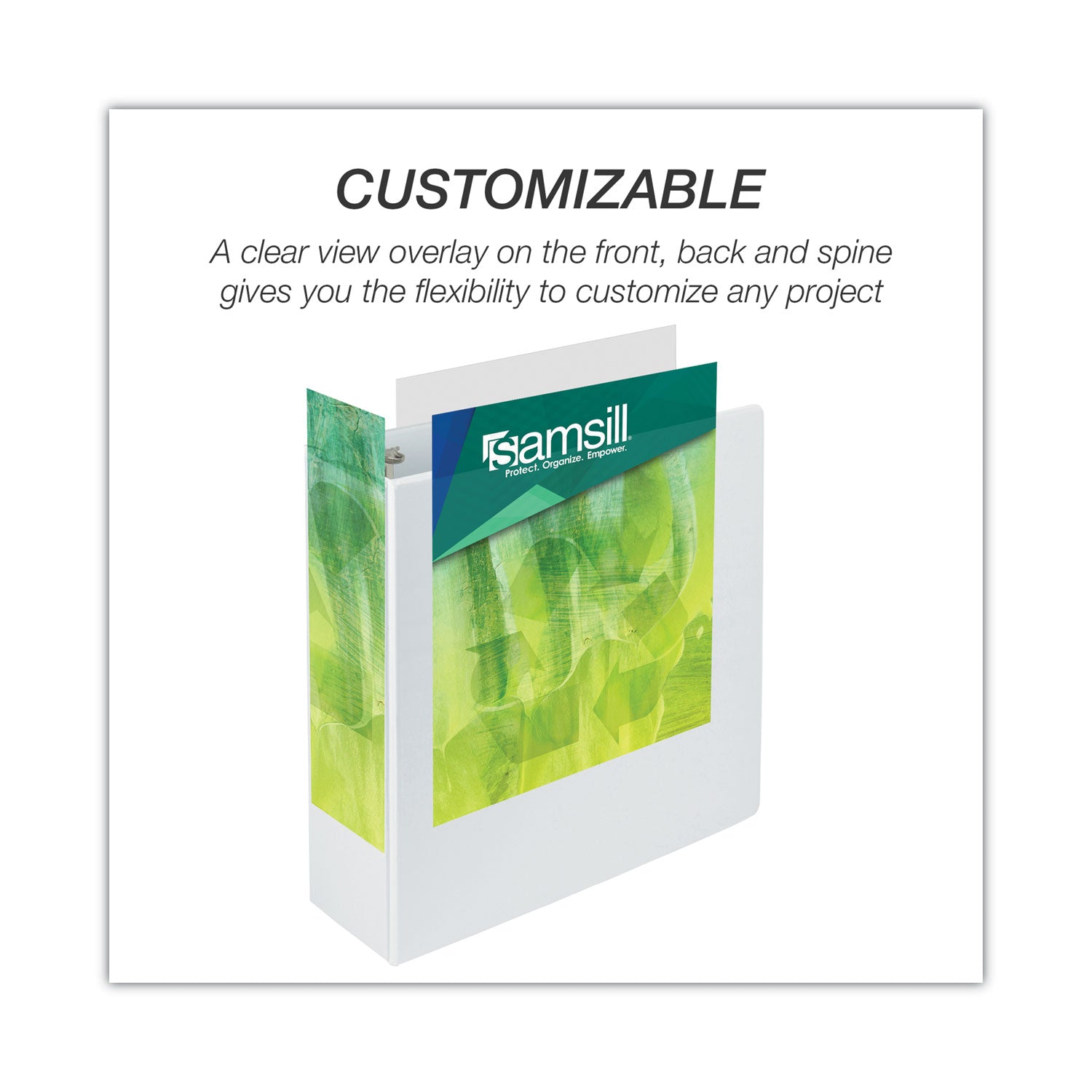 Samsill® Earth's Choice Plant-Based Round Ring View Binder, 3 Rings, 4" Capacity, 11 x 8.5, White