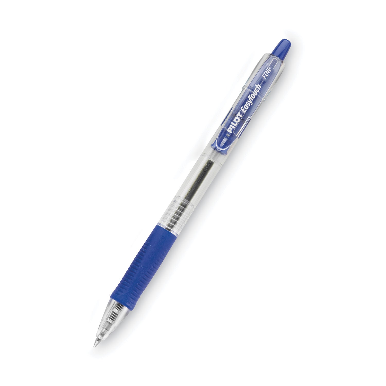 Pilot® Easytouch Ballpoint Pen, Retractable, Fine 0.7 Mm, Blue Ink, Clear Barrel, Dozen