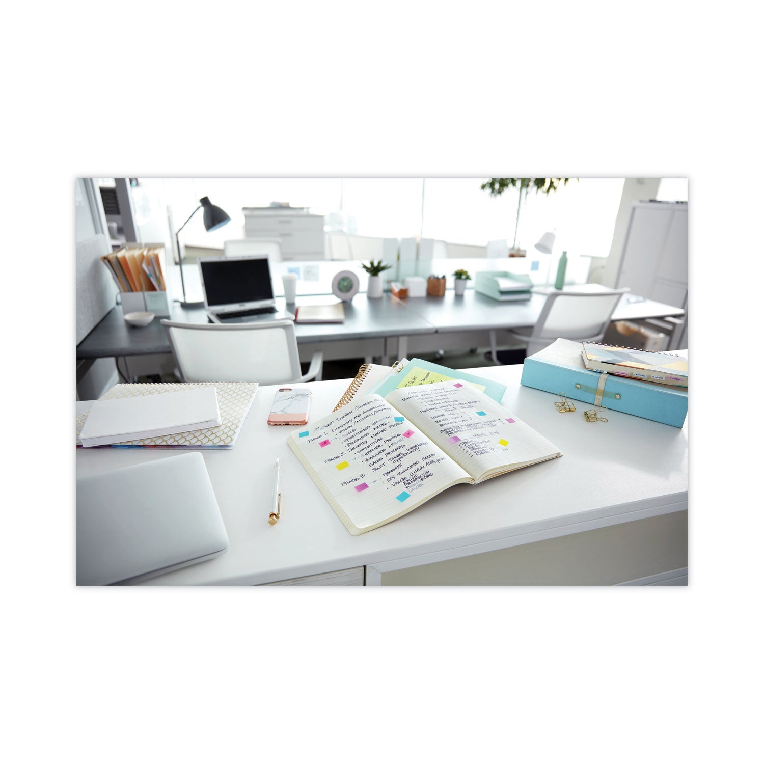 Post-it® Flags Page Flags in Desk Grip Dispenser, 1 x 1.75, Blue, 200/Dispenser