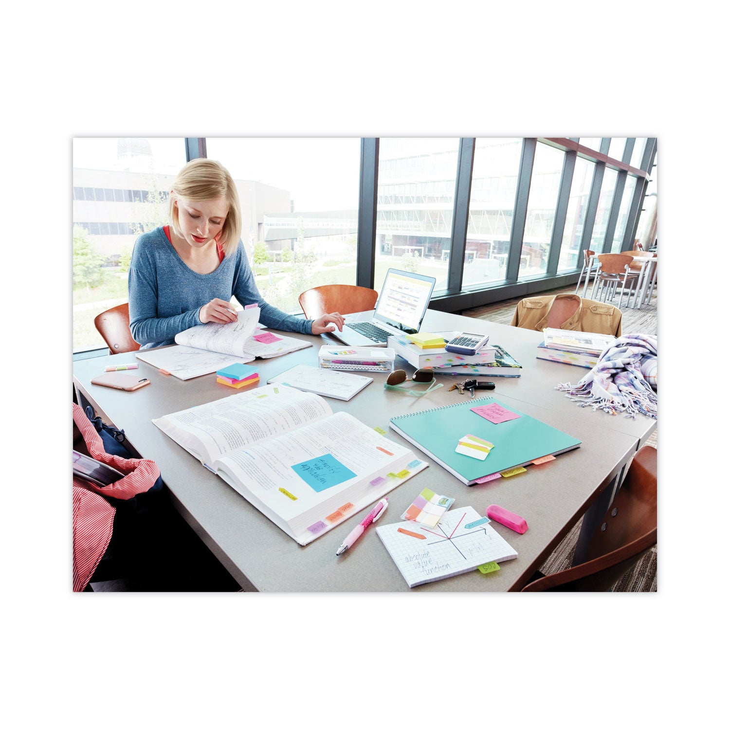 Post-it® Flags Page Flags in Desk Grip Dispenser, 1 x 1.75, Blue, 200/Dispenser