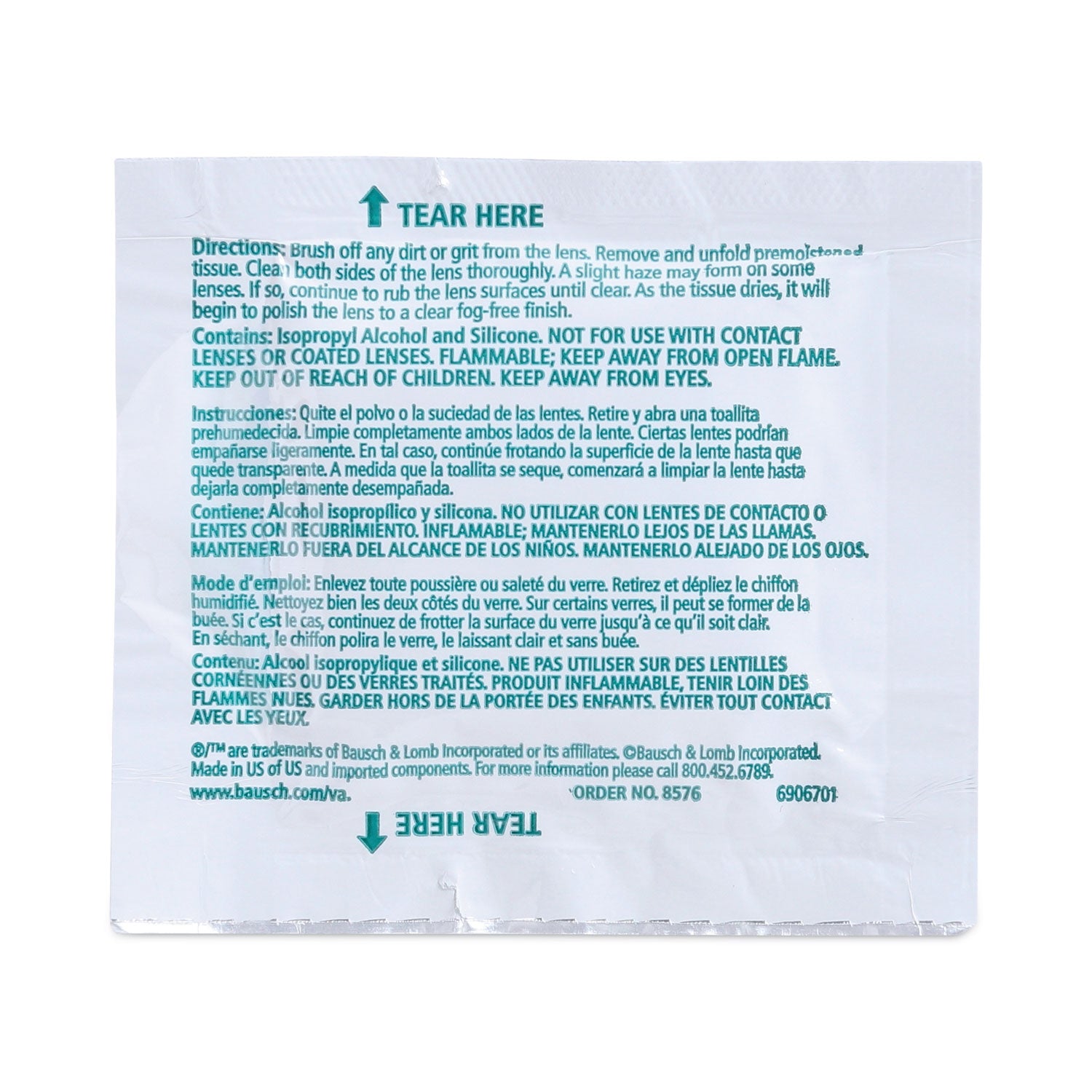 Bausch & Lomb Sight Savers Pre-Moistened Anti-Fog Tissues With Silicone, 8 X 5, 100/box