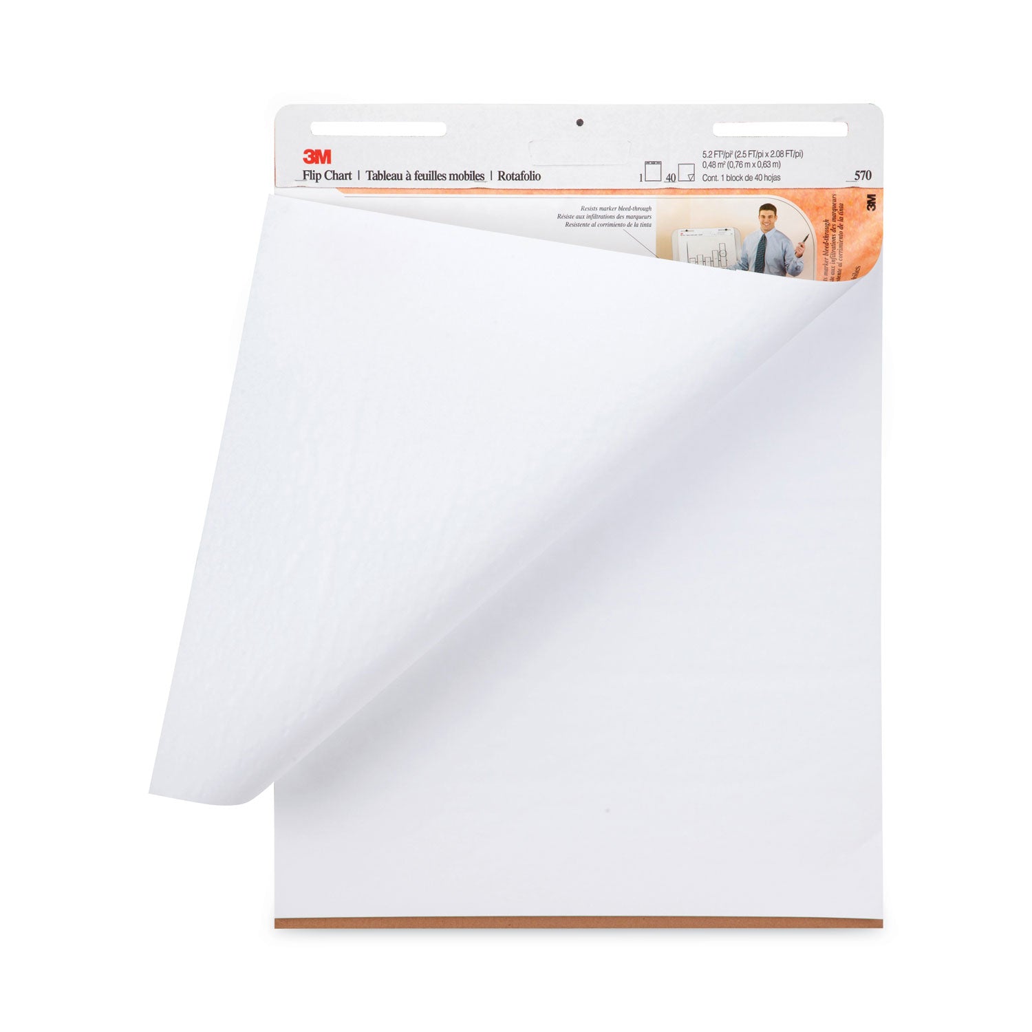 3M™ Professional Flip Chart, Unruled, 25 x 30, White, 40 Sheets, 2/Carton