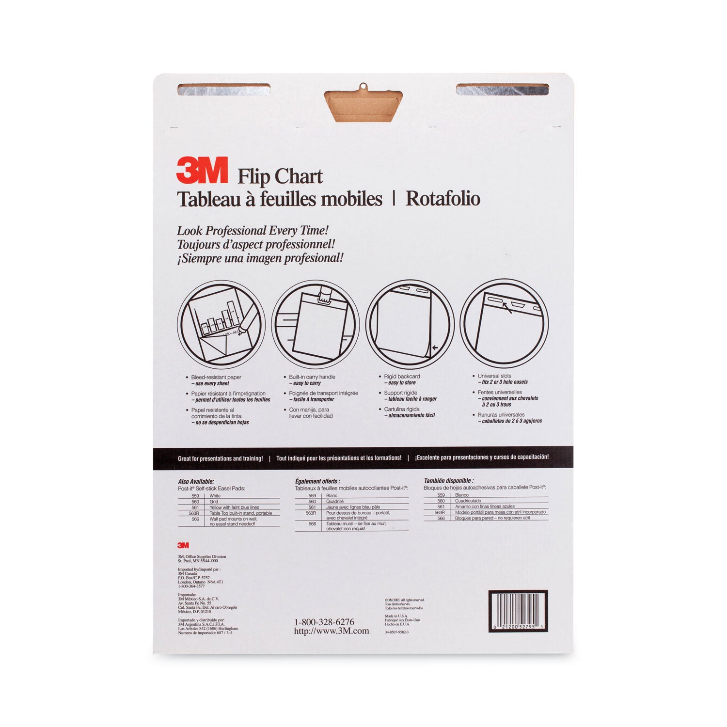 3M™ Professional Flip Chart, Unruled, 25 x 30, White, 40 Sheets, 2/Carton