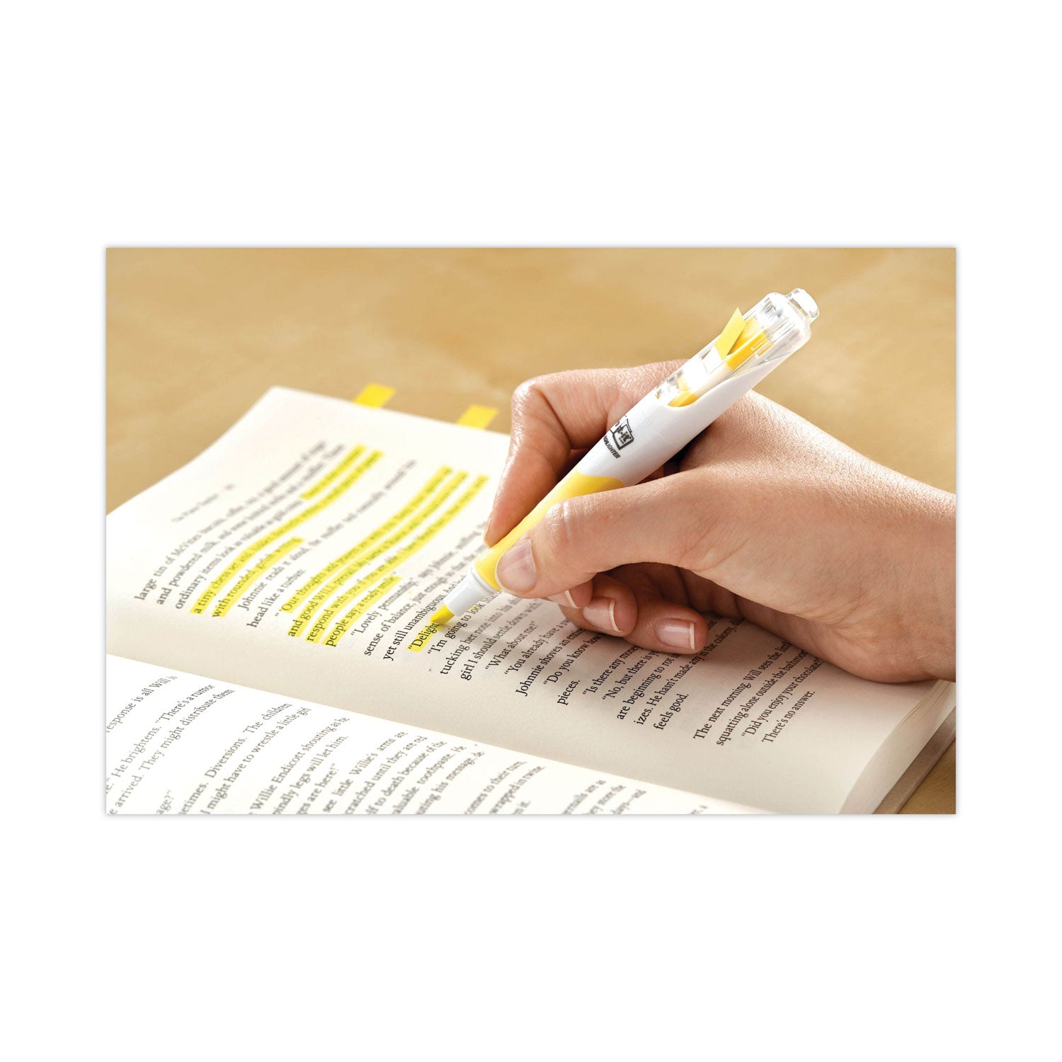 Post-it® Flag+ Highlighter, Assorted Ink/flag Colors, Chisel Tip, Assorted Barrel Colors, 3/pack