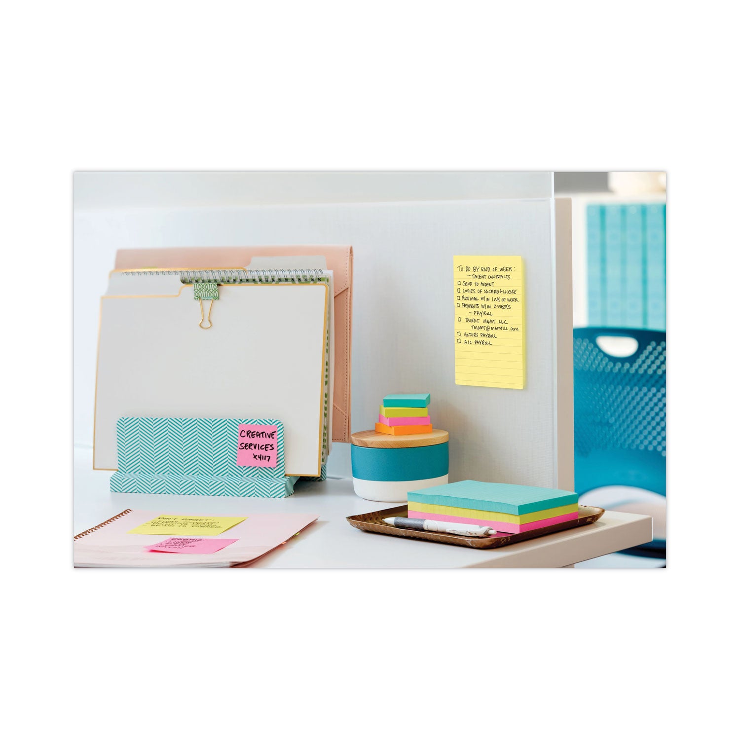 Post-it® Notes Super Sticky Pads in Canary Yellow, Note Ruled, 4" x 6", 90 Sheets/Pad, 5 Pads/Pack