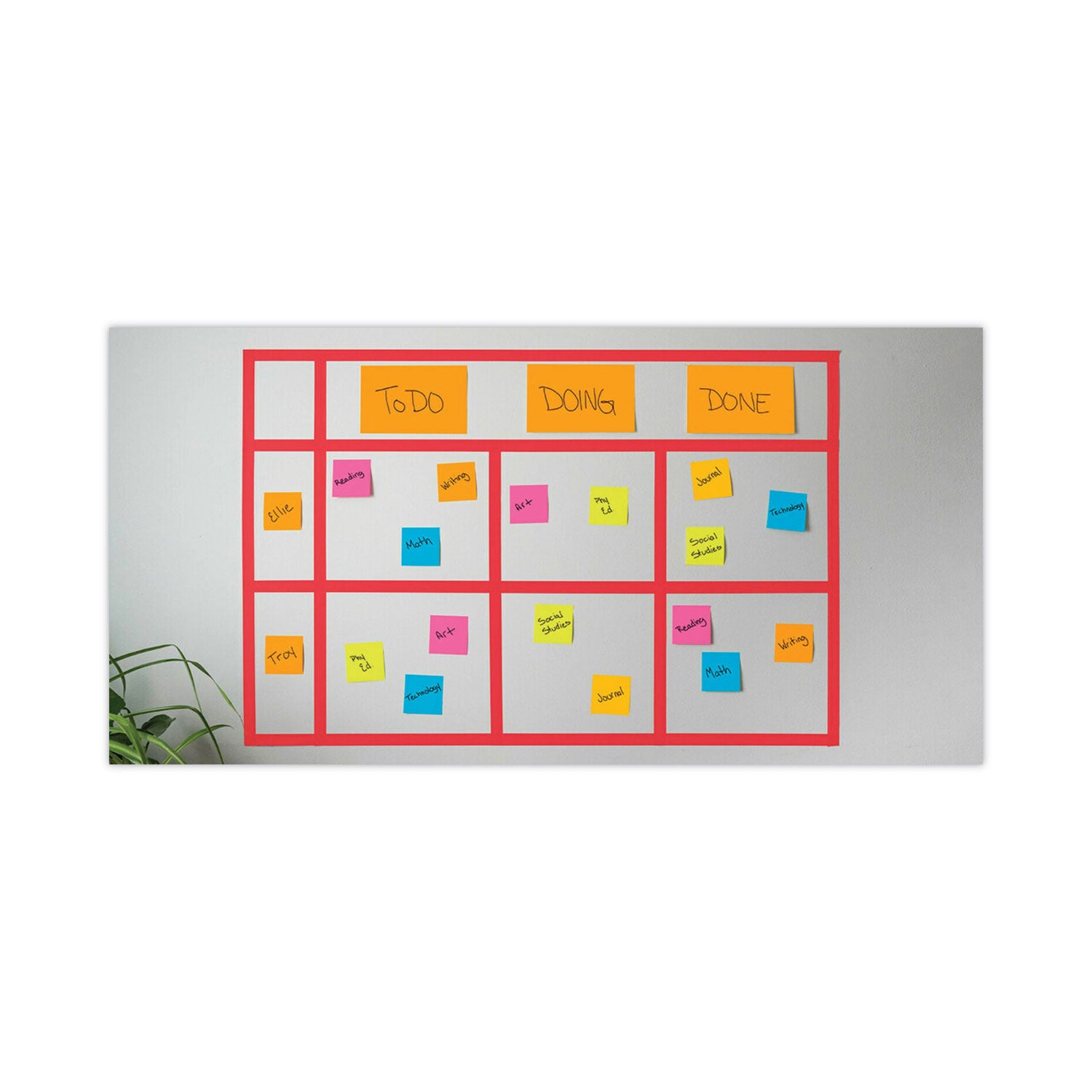 Post-it® Notes Super Sticky Meeting Notes in Energy Boost Collection Colors, 8" x 6", 45 Sheets/Pad, 4 Pads/Pack