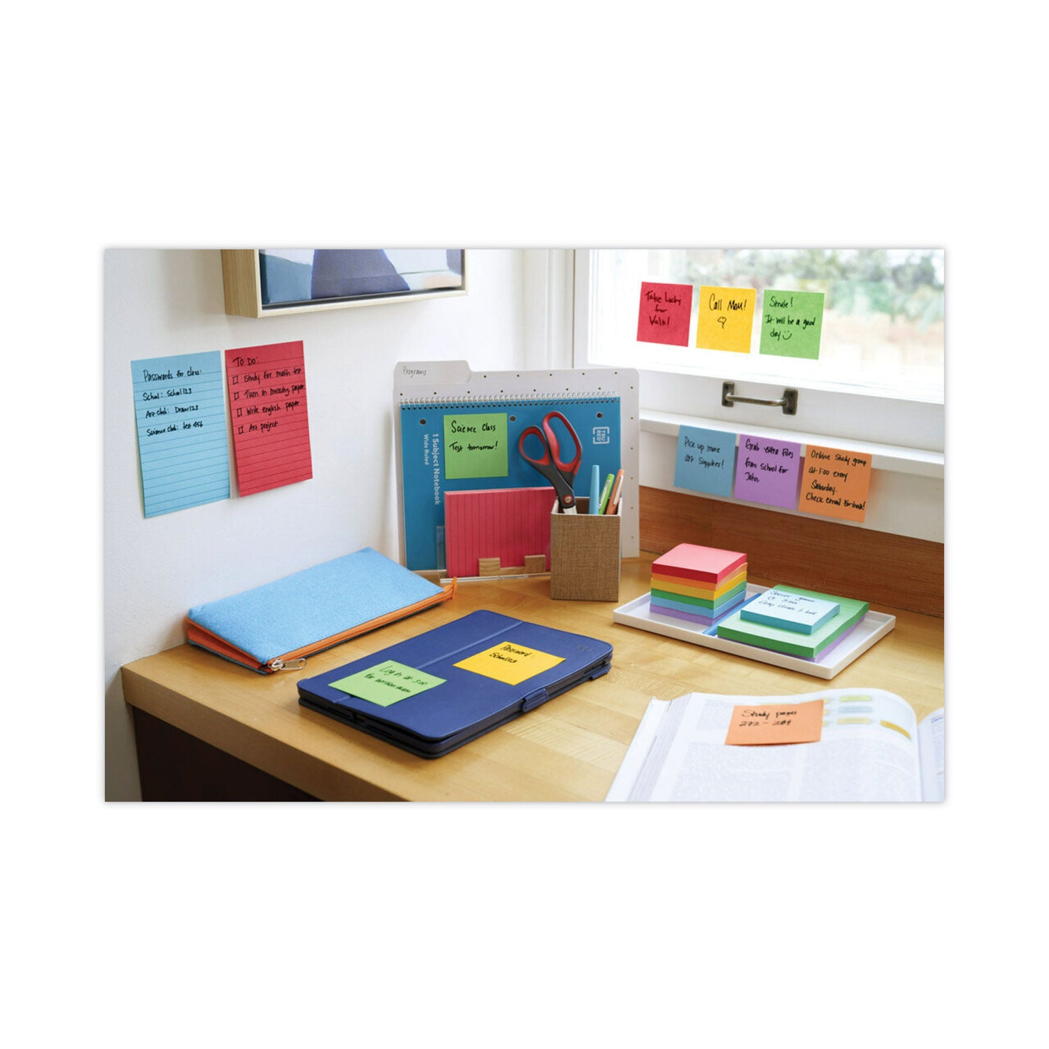 Post-it® Notes Super Sticky Pads in Playful Primary Collection Colors, Cabinet Pack, 3" x 3", 70 Sheets/Pad, 24 Pads/Pack