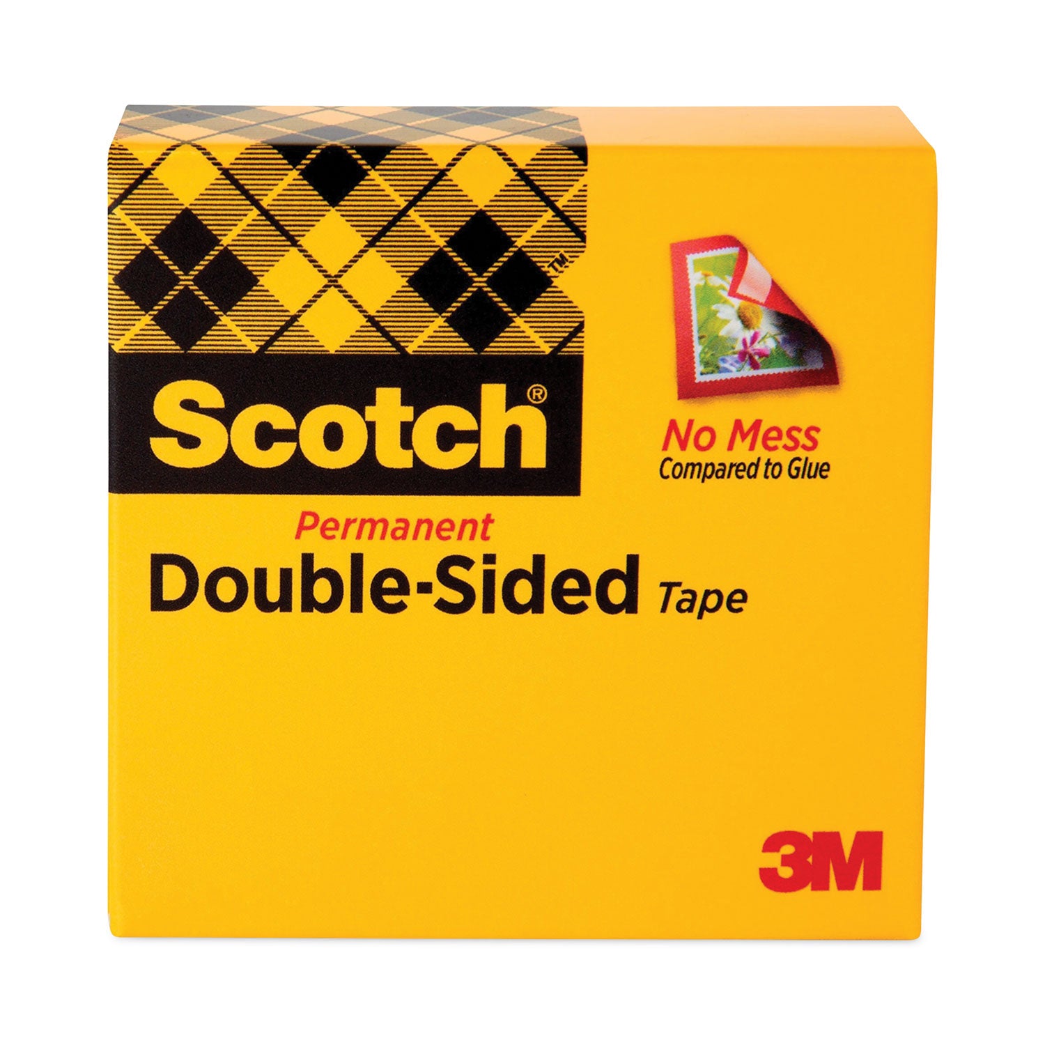 Scotch® Double-Sided Tape, 3" Core, 0.5" X 36 Yds, Clear