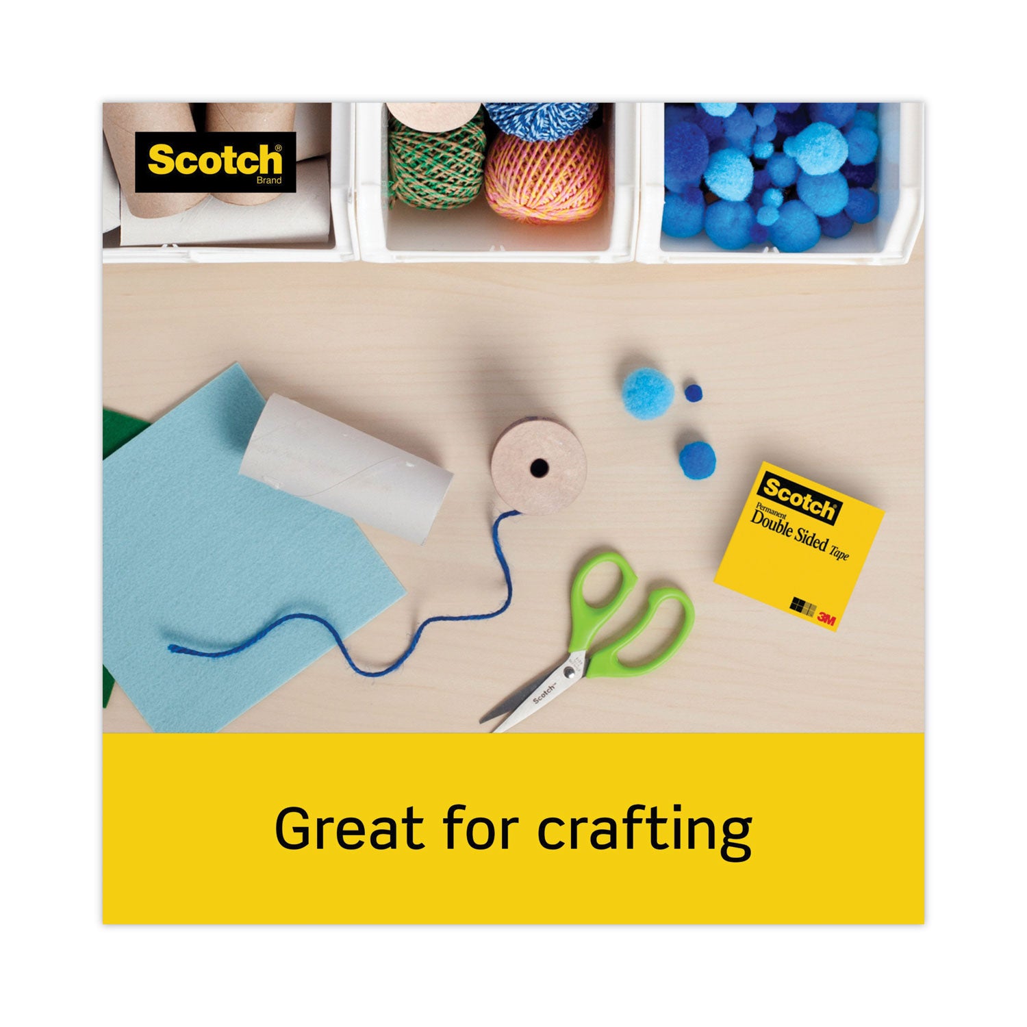 Scotch® Double-Sided Tape, 3" Core, 0.5" X 36 Yds, Clear