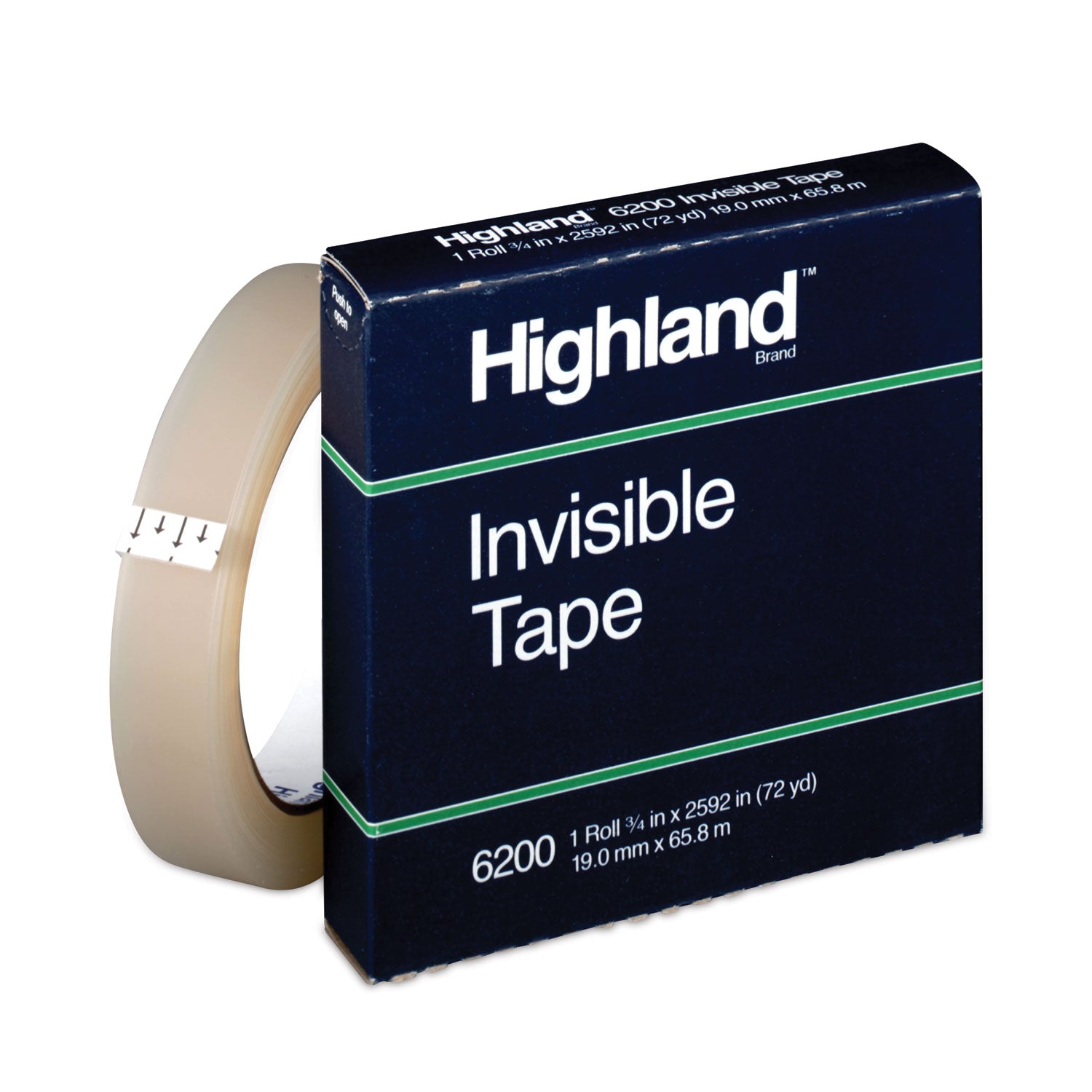 Highland™ Invisible Permanent Mending Tape, 3" Core, 0.75" X 72 Yds, Clear