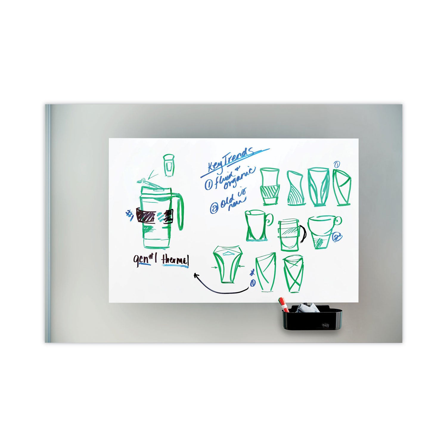 Post-it® Dry Erase Accessory Tray, 8.5" x 3" x 5.25", Black