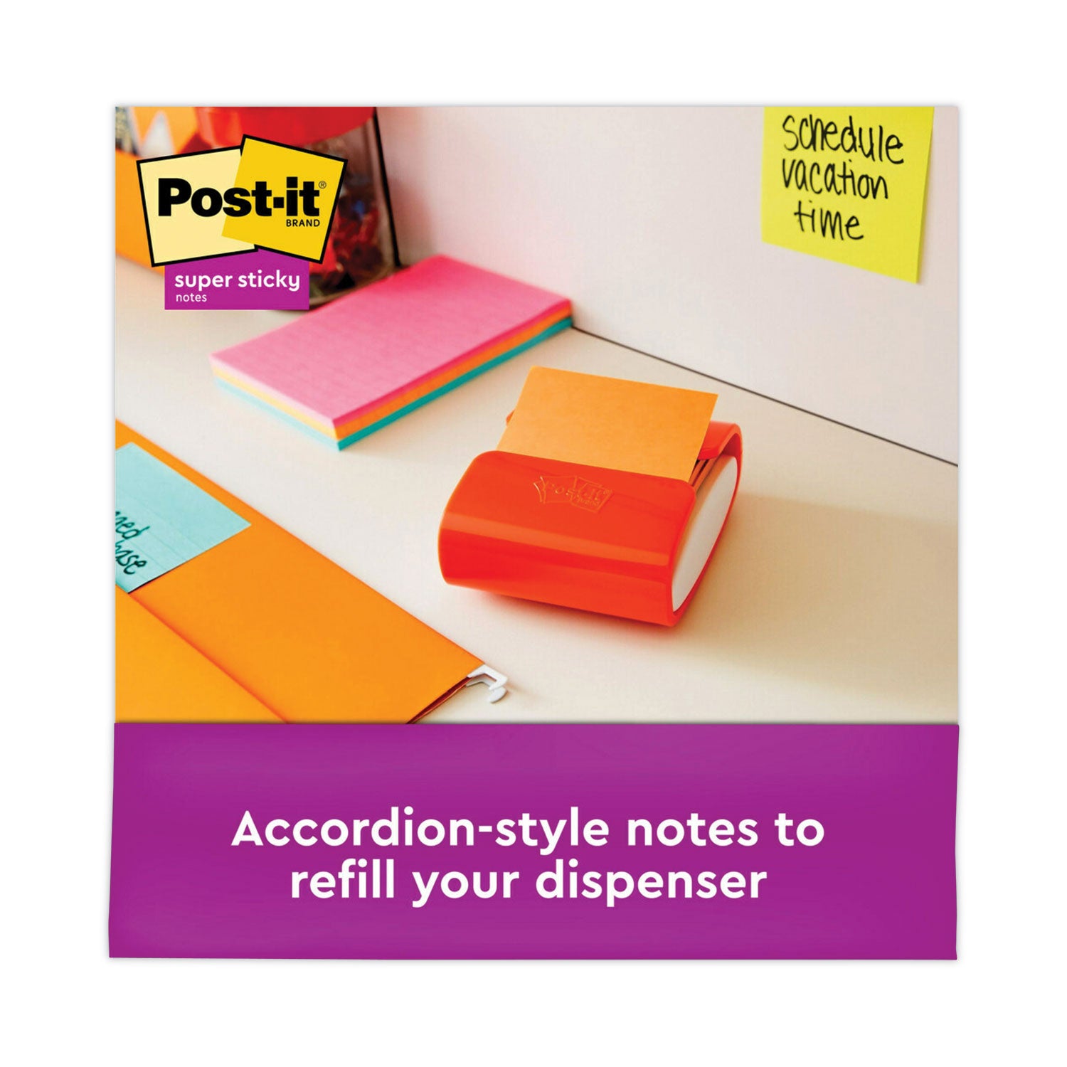 Post-it® Dispenser Notes Super Sticky Pop-up 3 x 3 Note Refill, 3" x 3", Energy Boost Collection Colors, 90 Sheets/Pad, 18 Pads/Pack