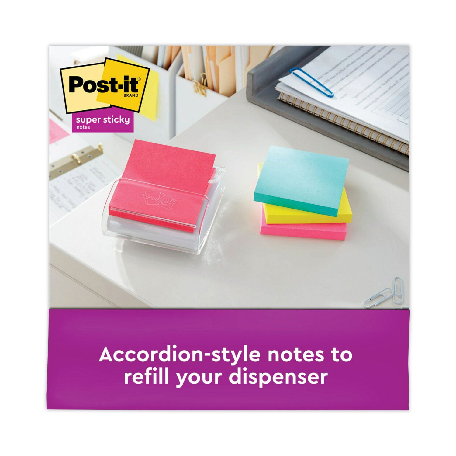 Post-it® Dispenser Notes Super Sticky Pop-up 3 x 3 Note Refill Cabinet Pack, 3" x 3", Supernova Neons Collection Colors, 100 Sheets/Pad, 18 Pads/Pack