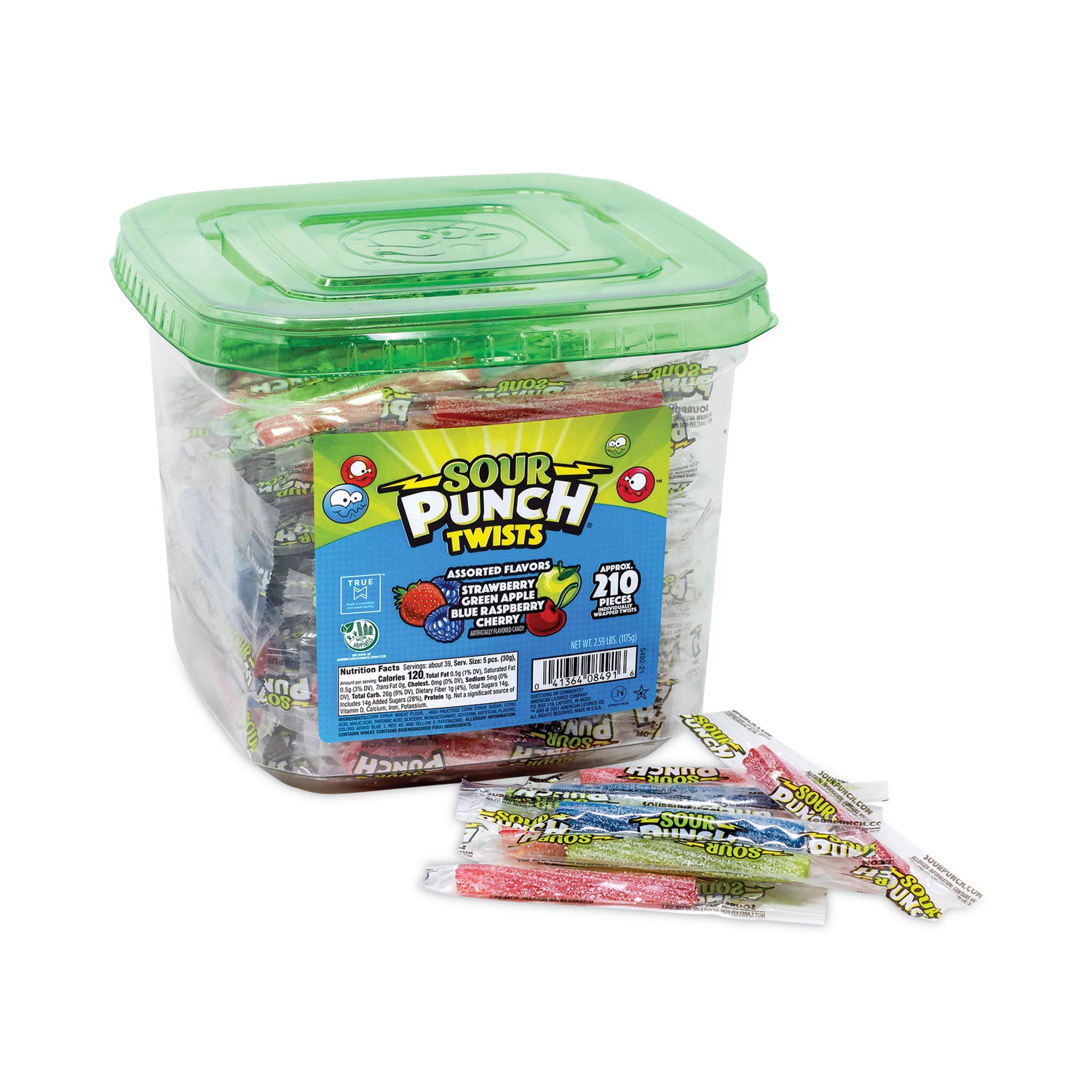 Sour Punch® Twists, Variety, 2.59 lb Tub, Approx. 210 Pieces