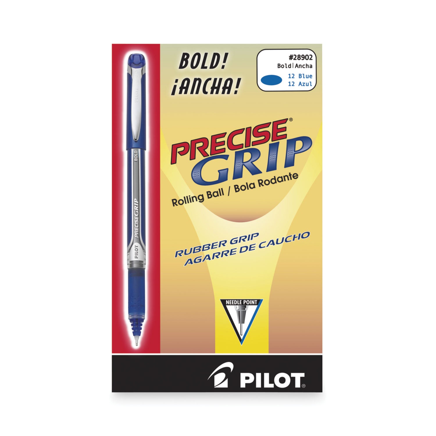 Pilot® Precise Grip Rollerball Pen, Stick, Bold 1 mm, Blue Ink, Blue Barrel