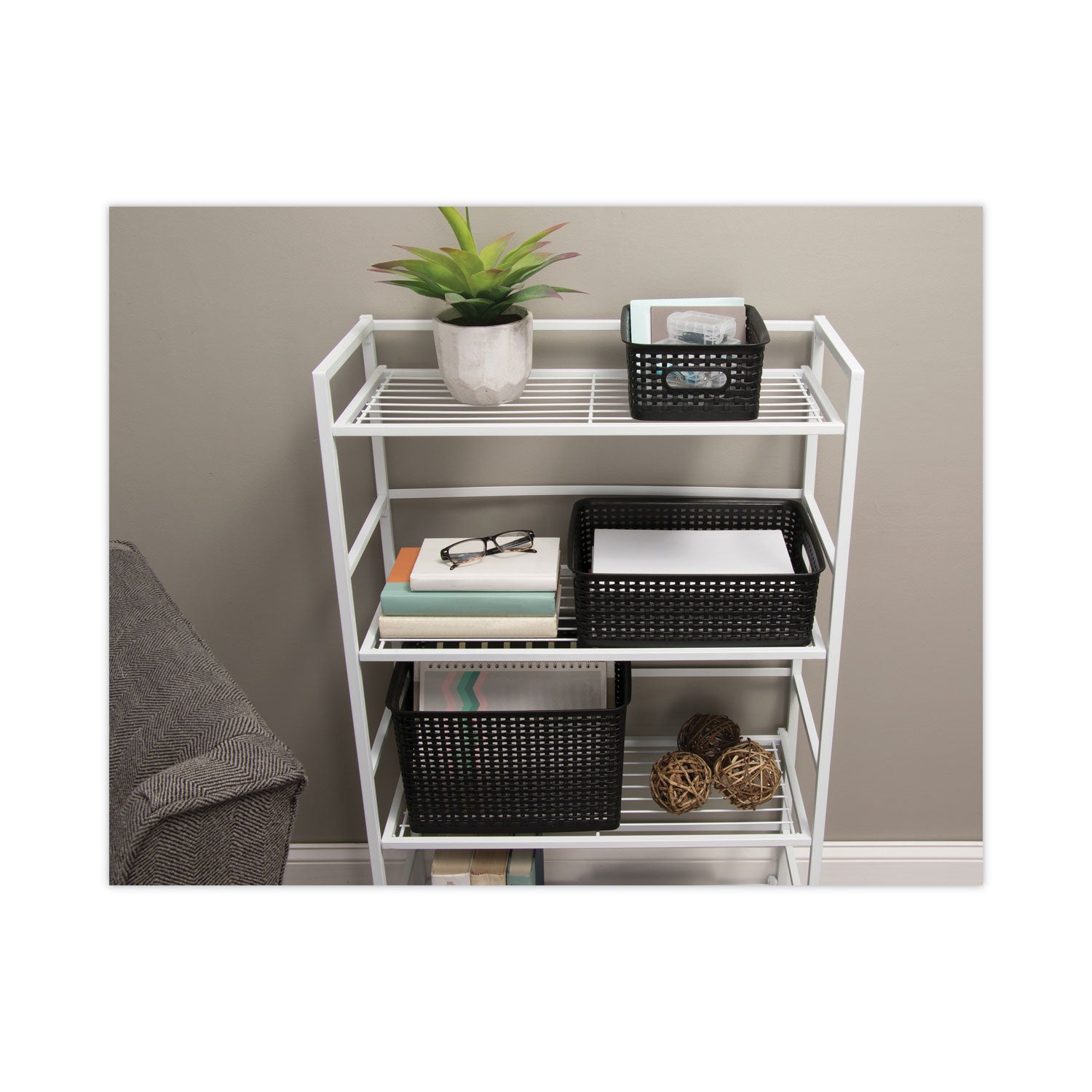 Advantus Weave Bins, 13.63 X 10.75 X 9, Black, 3/pack