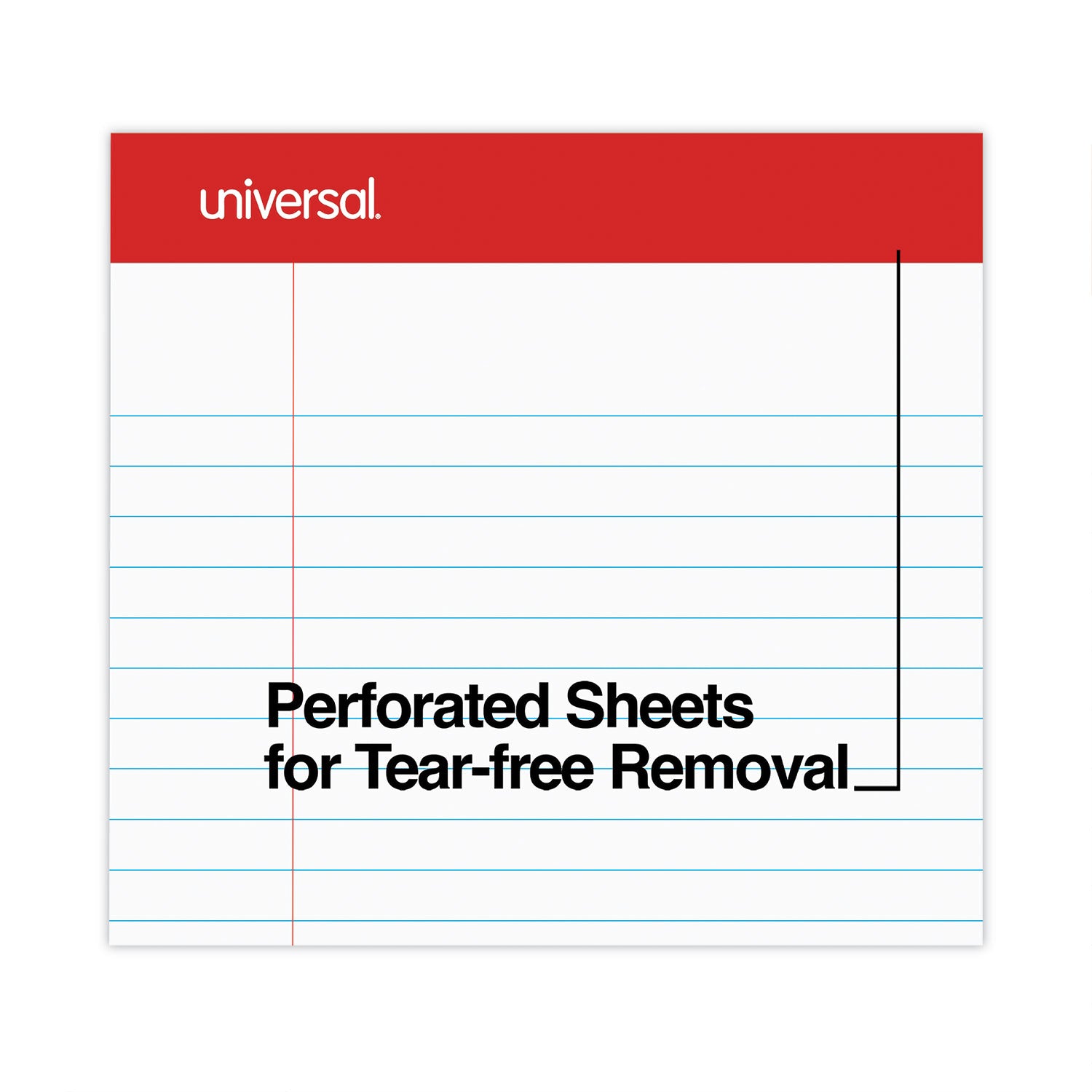 Universal® Perforated Ruled Writing Pads, Wide/legal Rule, Red Headband, 50 White 8.5 X 11.75 Sheets, Dozen