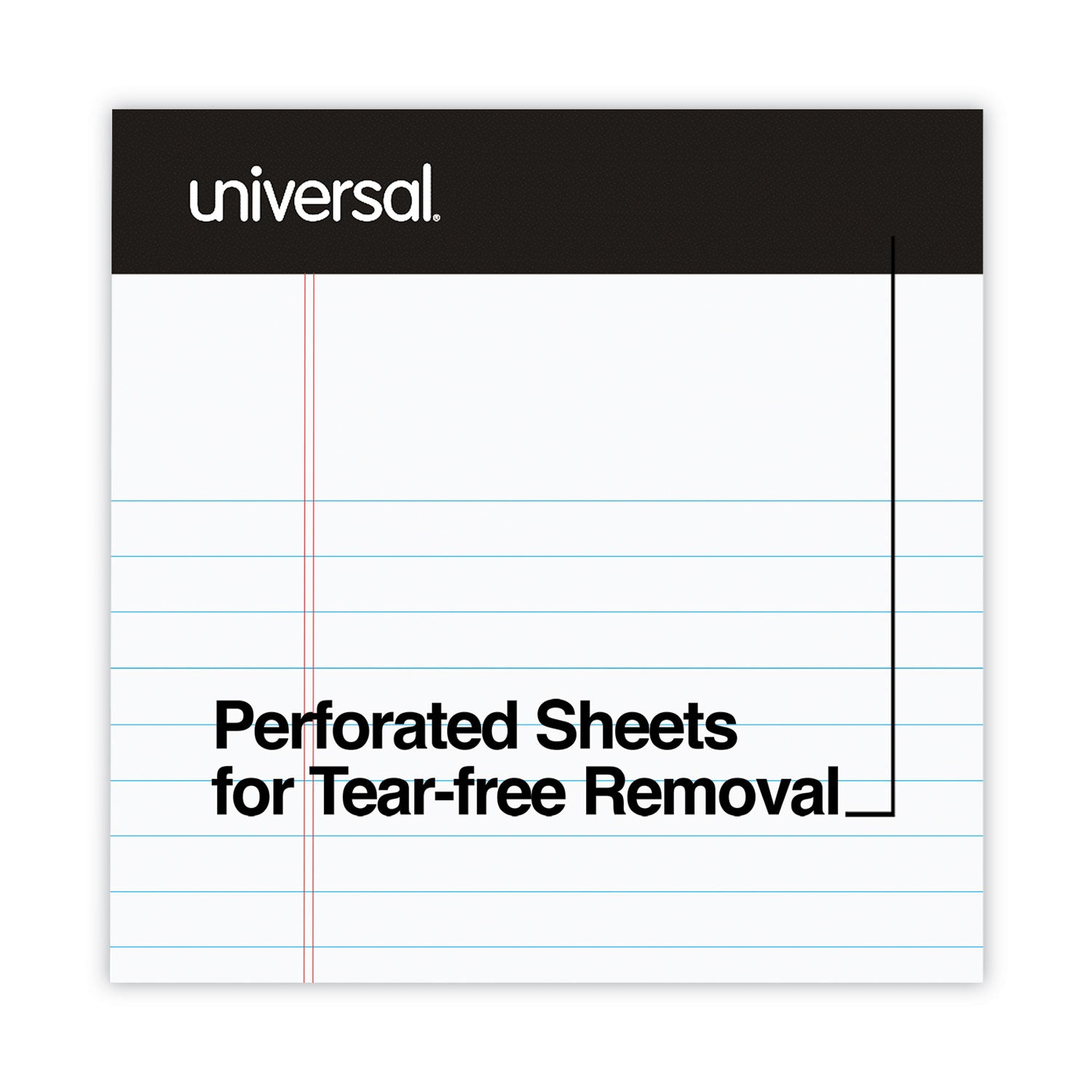 Universal® Premium Ruled Writing Pads With Heavy-Duty Back, Narrow Rule, Black Headband, 50 White 5 X 8 Sheets, 12/pack