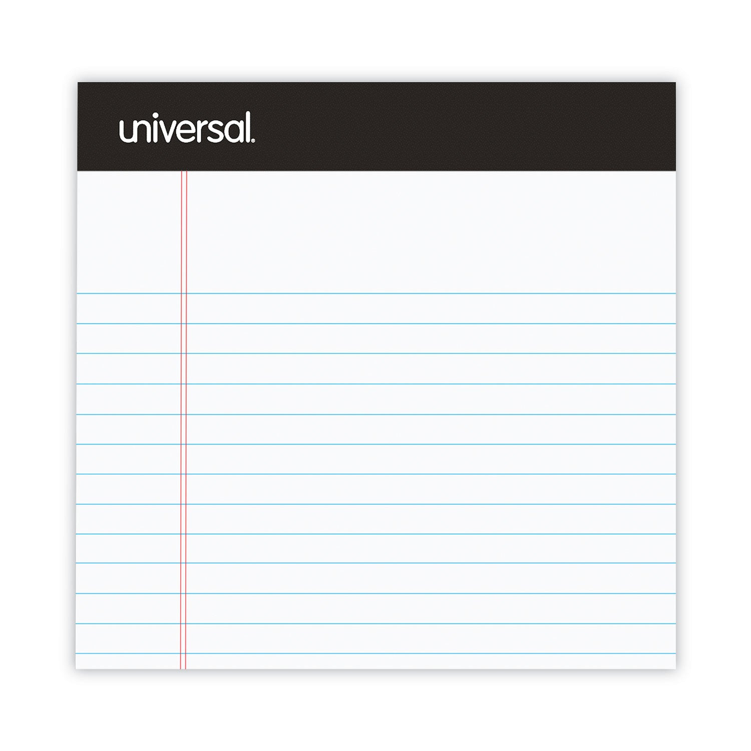 Universal® Premium Ruled Writing Pads With Heavy-Duty Back, Narrow Rule, Black Headband, 50 White 5 X 8 Sheets, 12/pack