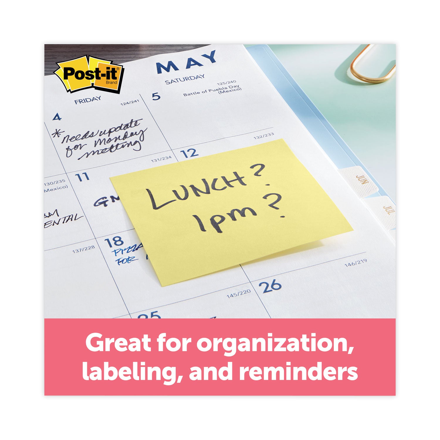 Post-it® Notes Super Sticky Pads in Canary Yellow, 3" x 3", 90 Sheets/Pad, 12 Pads/Pack