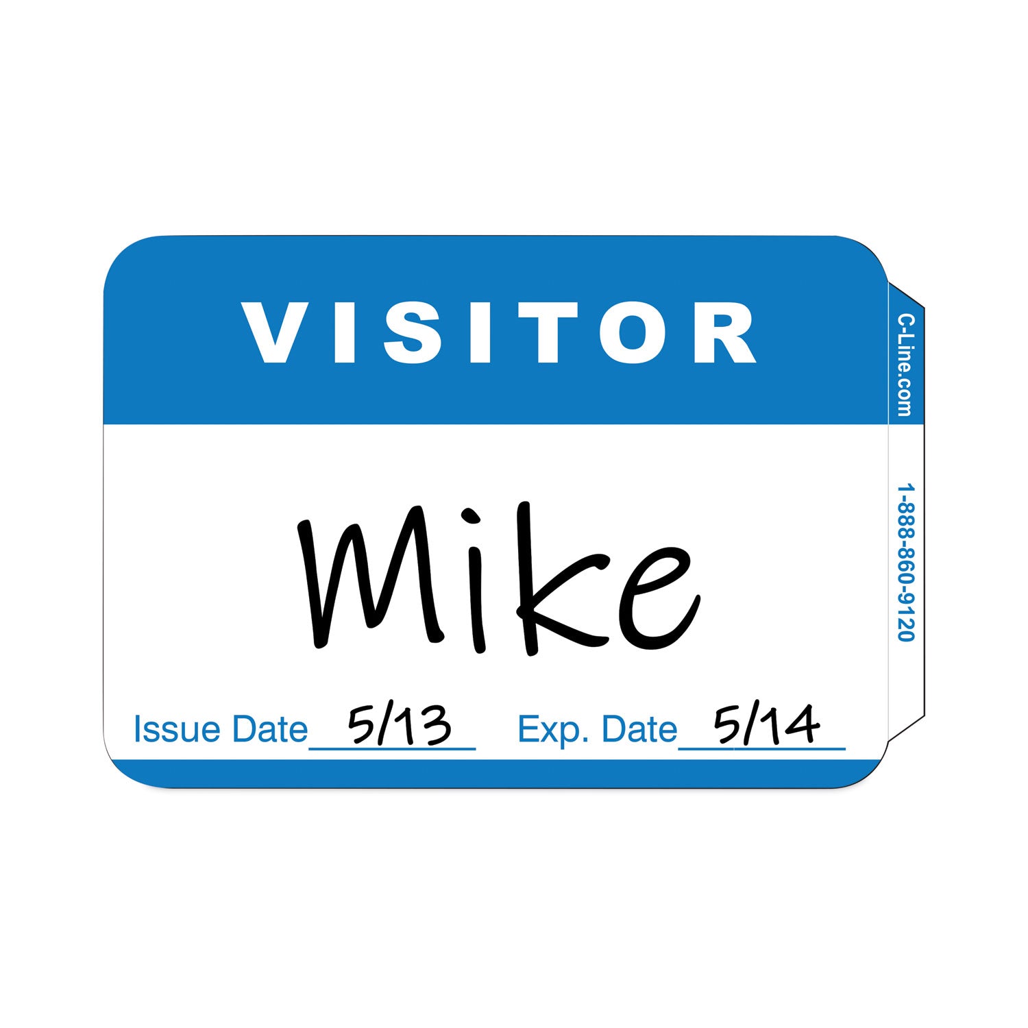 C-Line® Self-Adhesive Name Badges, Hello My Name Is, Blue, 3.5 x 2.25, 100/BX