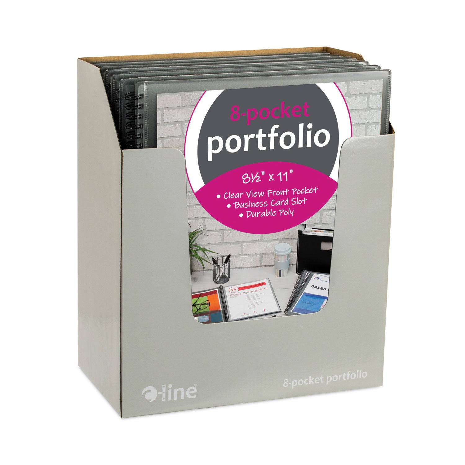 C-Line® Eight-Pocket Portfolio, Polypropylene, 8.5 X 11, Smoke/smoke