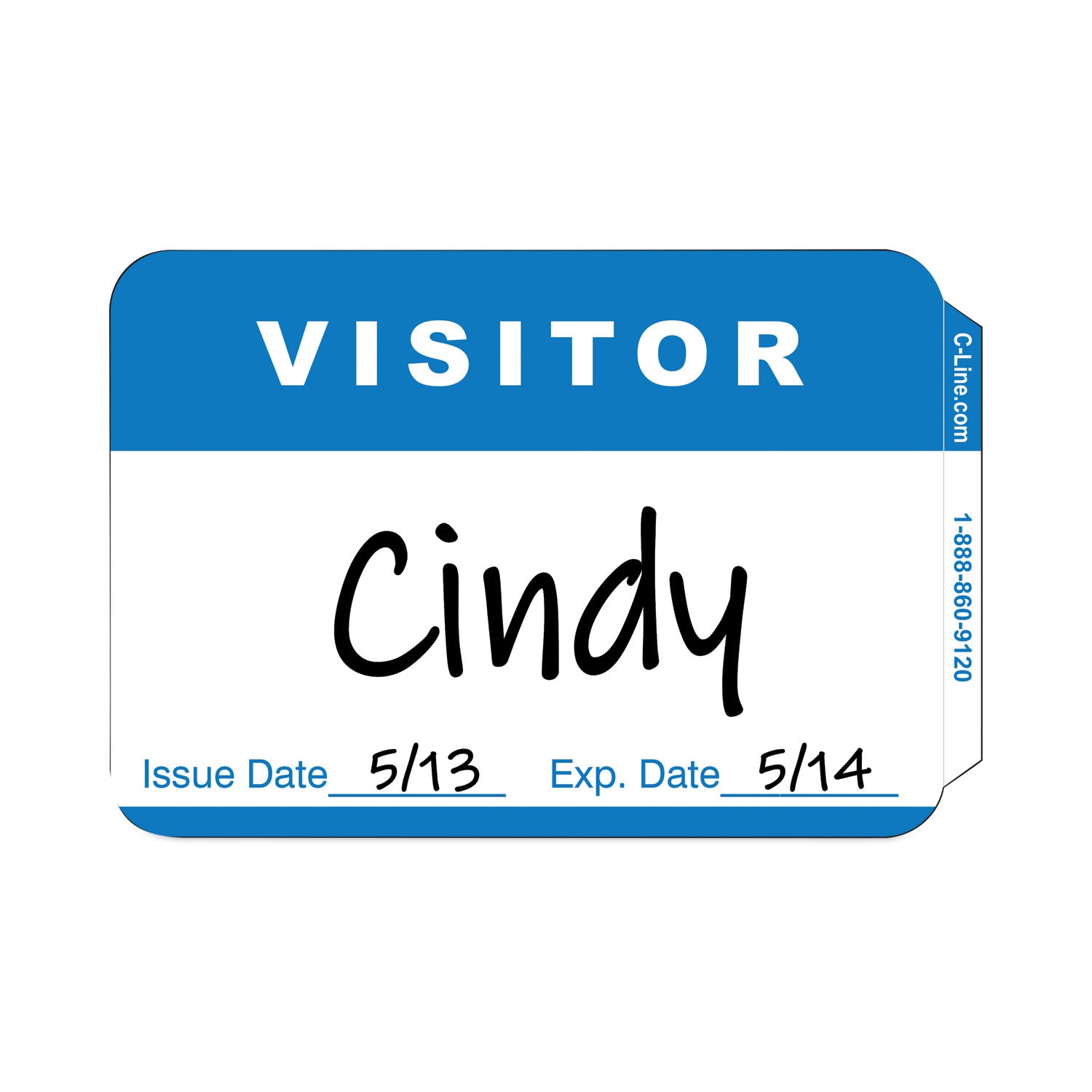 C-Line® Self-Adhesive Name Badges, Hello My Name Is, Blue, 3.5 x 2.25, 100/BX