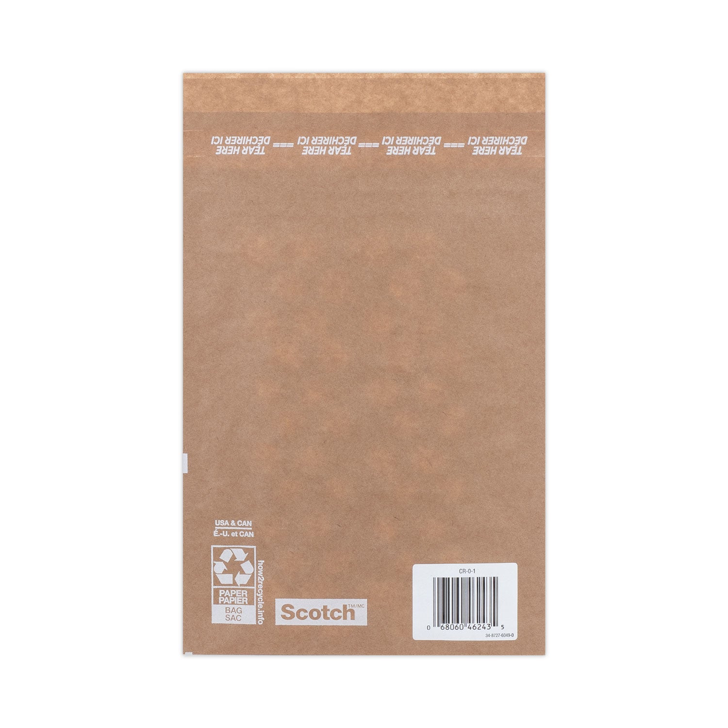 Scotch™ Curbside Recyclable Padded Mailer, #0, Bubble Cushion, Self-Adhesive Closure, 7 x 11.25, Natural Kraft, 100/Carton