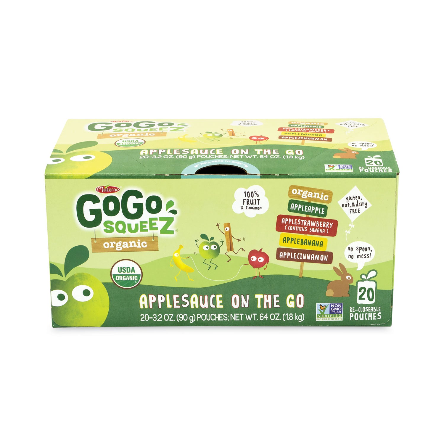 Fruit On The Go, Variety Applesauce, 3.2 oz Pouch, 20/Carton