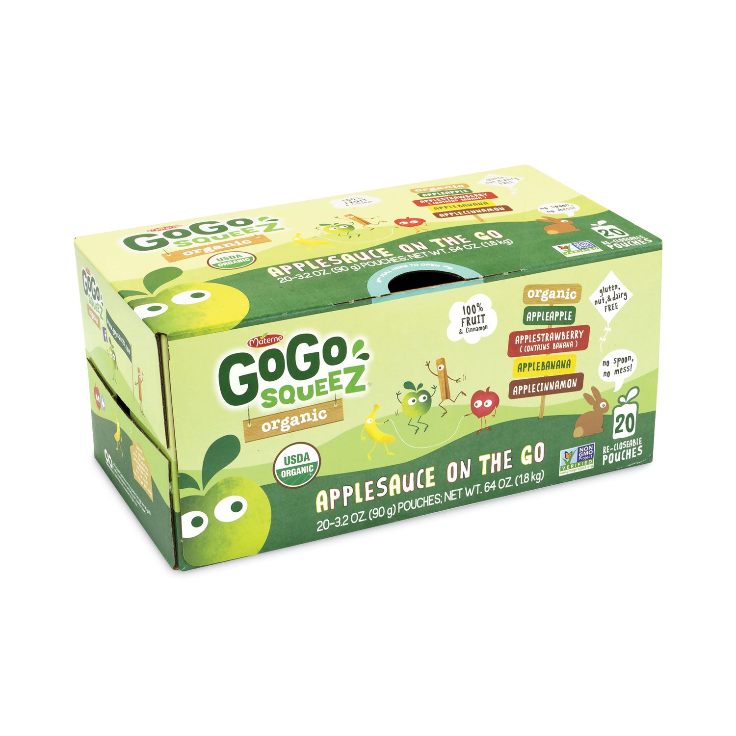 GoGo Squeez® Fruit On The Go, Variety Applesauce, 3.2 oz Pouch, 20/Carton
