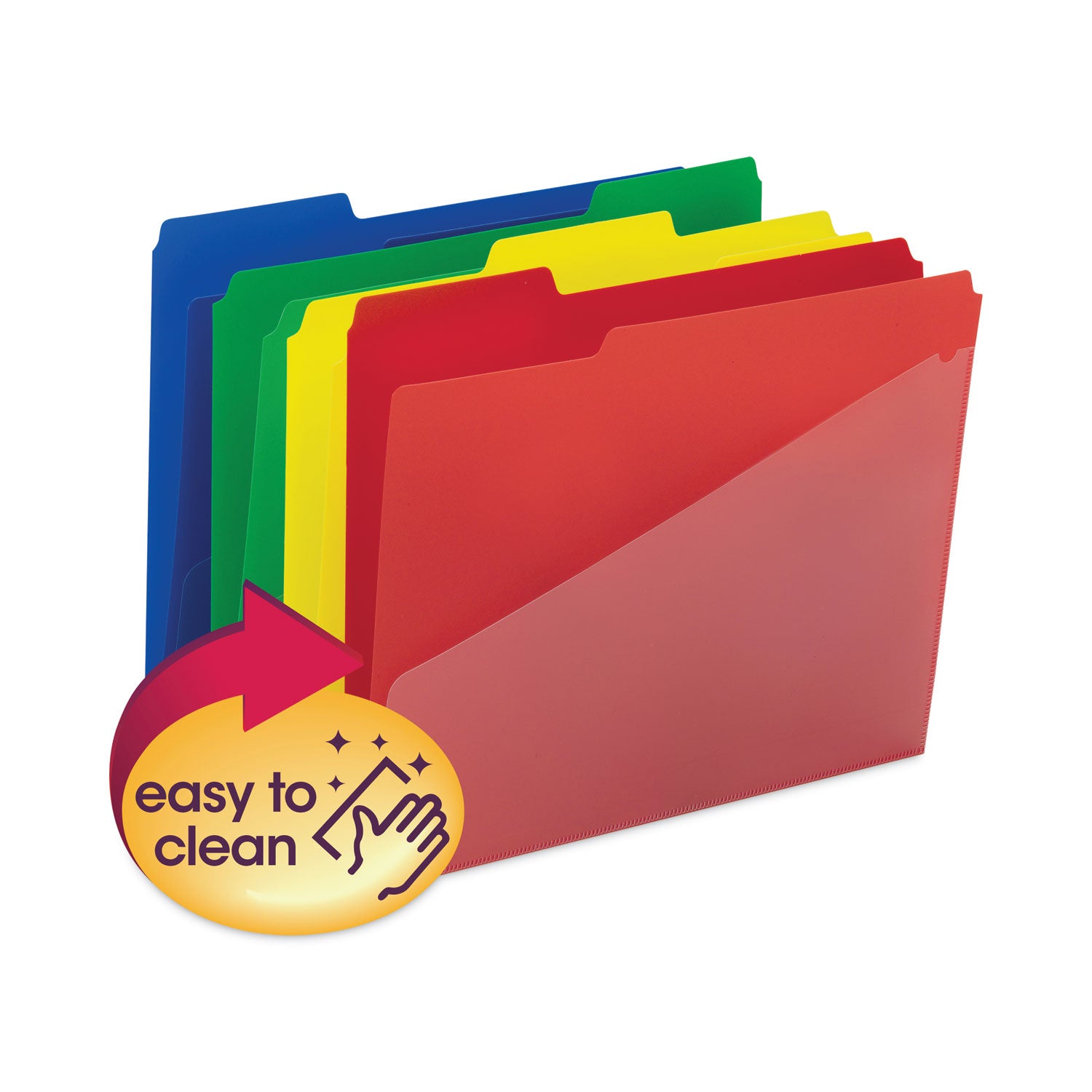 Smead Poly Colored File Folders With Slash Pocket, 1/3-Cut Tabs: Assorted, Letter Size, 0.75" Expansion, Assorted Colors, 12/Pack