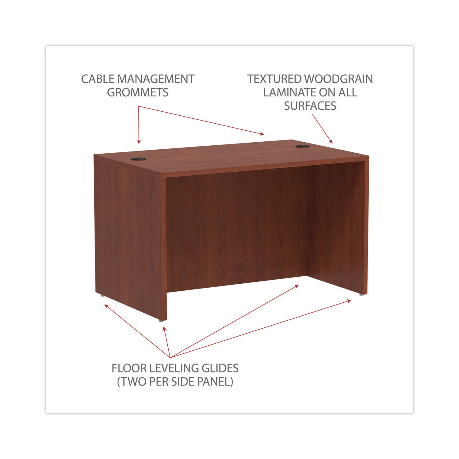 Alera® Alera Valencia Series Straight Front Desk Shell, 47.25" X 29.5" X 29.63", Medium Cherry