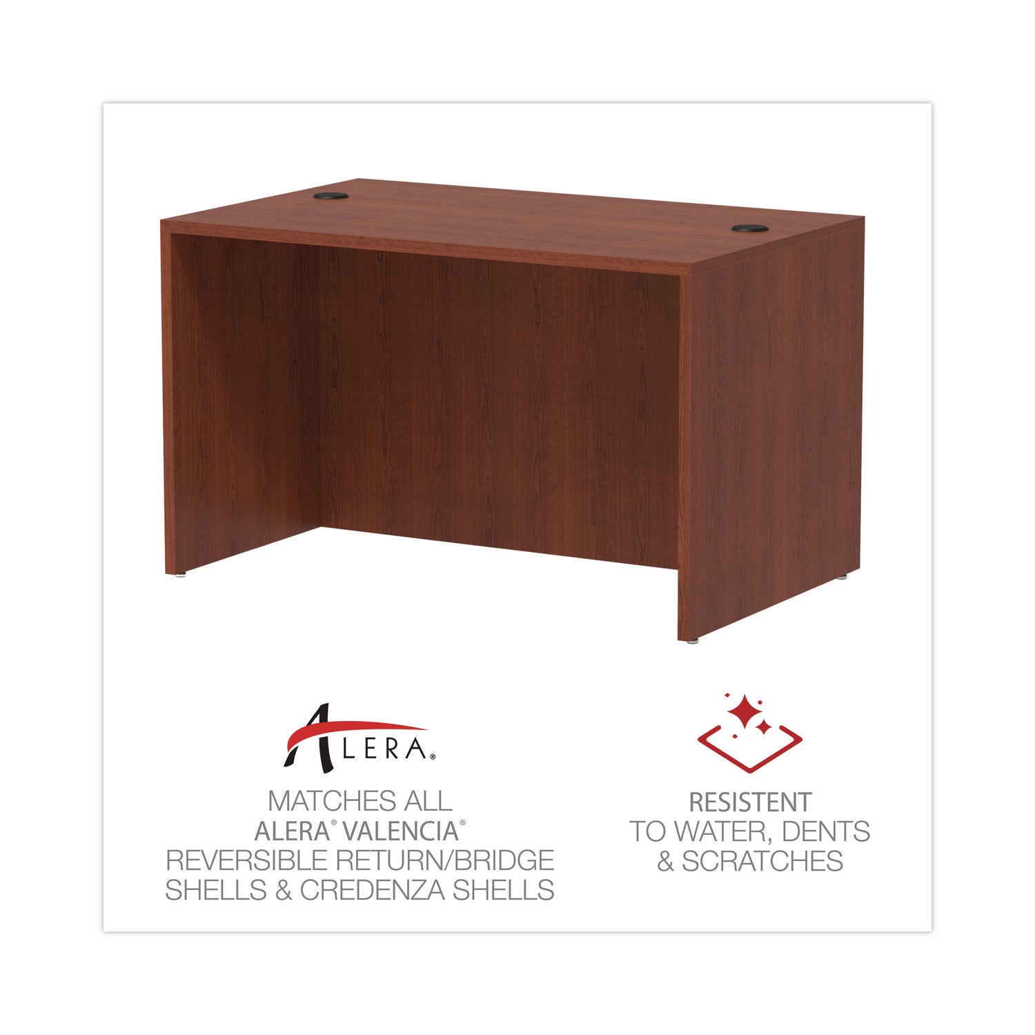 Alera® Alera Valencia Series Straight Front Desk Shell, 47.25" X 29.5" X 29.63", Medium Cherry