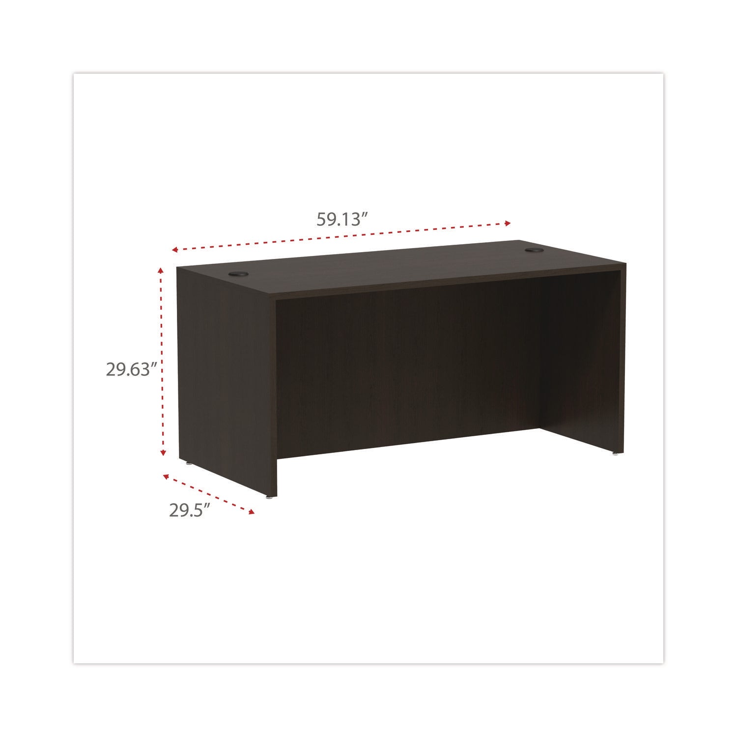 Alera® Alera Valencia Series Straight Front Desk Shell, 59.13" X 29.5" X 29.63", Espresso