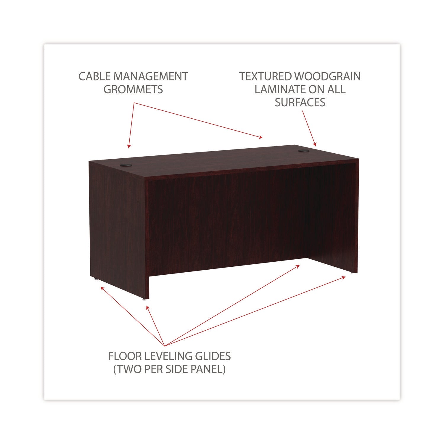 Alera® Alera Valencia Series Straight Front Desk Shell, 59.13" X 29.5" X 29.63", Mahogany