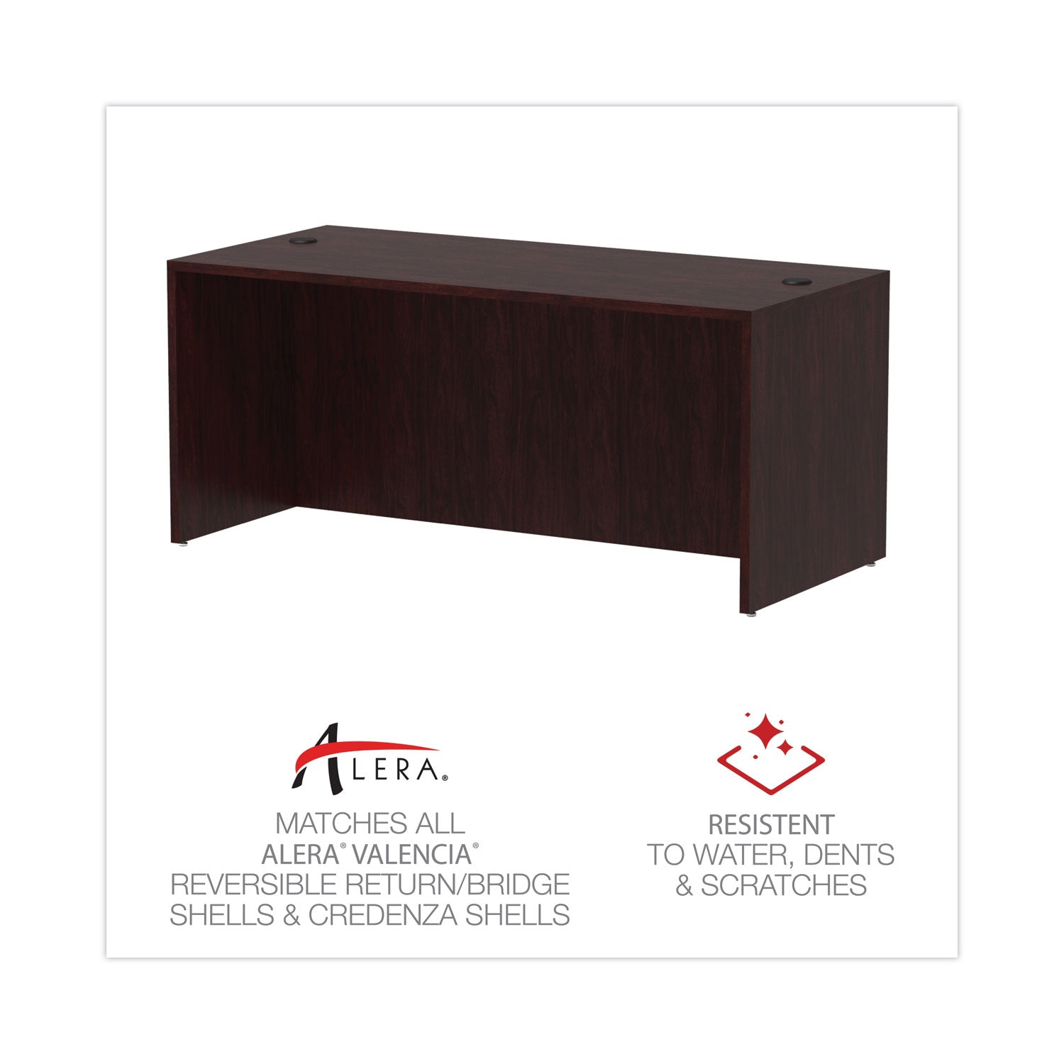 Alera® Alera Valencia Series Straight Front Desk Shell, 65" X 29.5" X 29.63", Mahogany