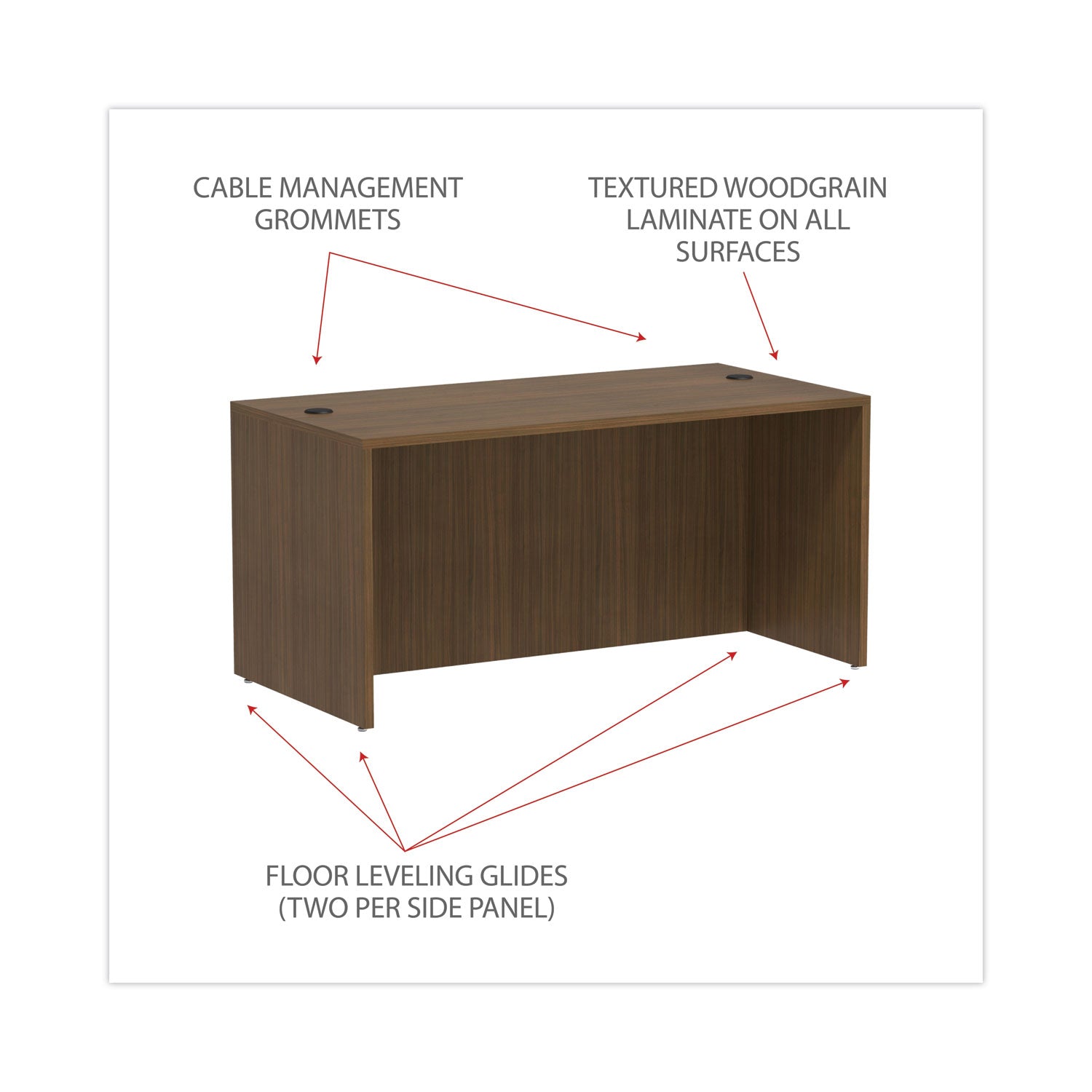 Alera® Alera Valencia Series Straight Front Desk Shell, 65" X 29.5" X 29.63", Modern Walnut