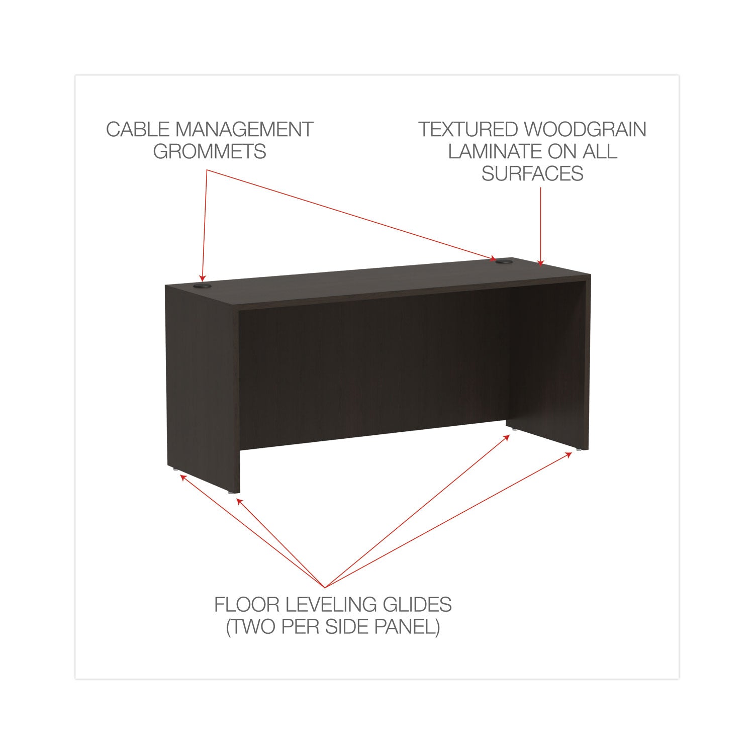 Alera® Alera Valencia Series Credenza Shells, 65w X 23.6d X 29.5h, Espresso